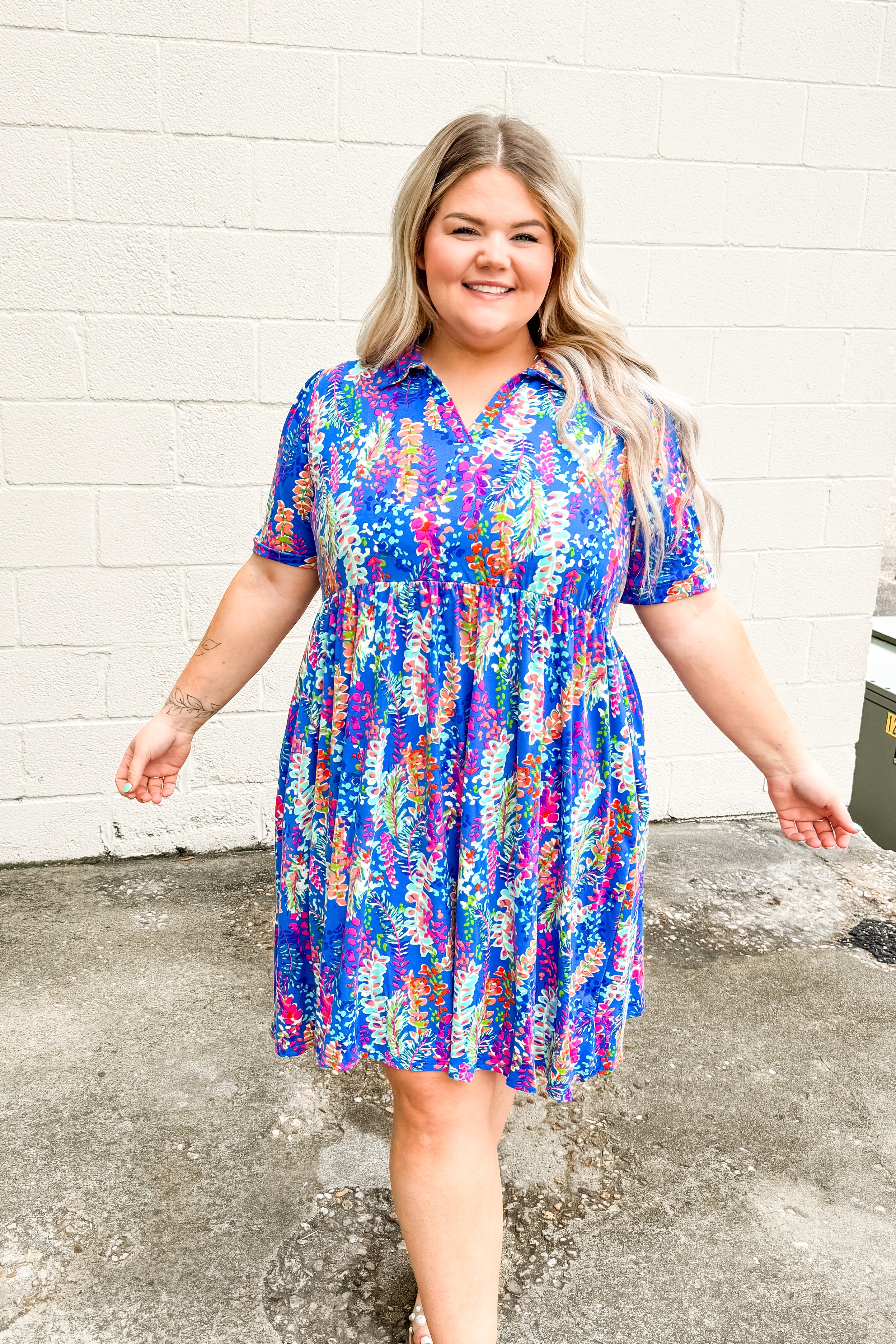 So Far So Good Floral Multi Print Dress, Blue