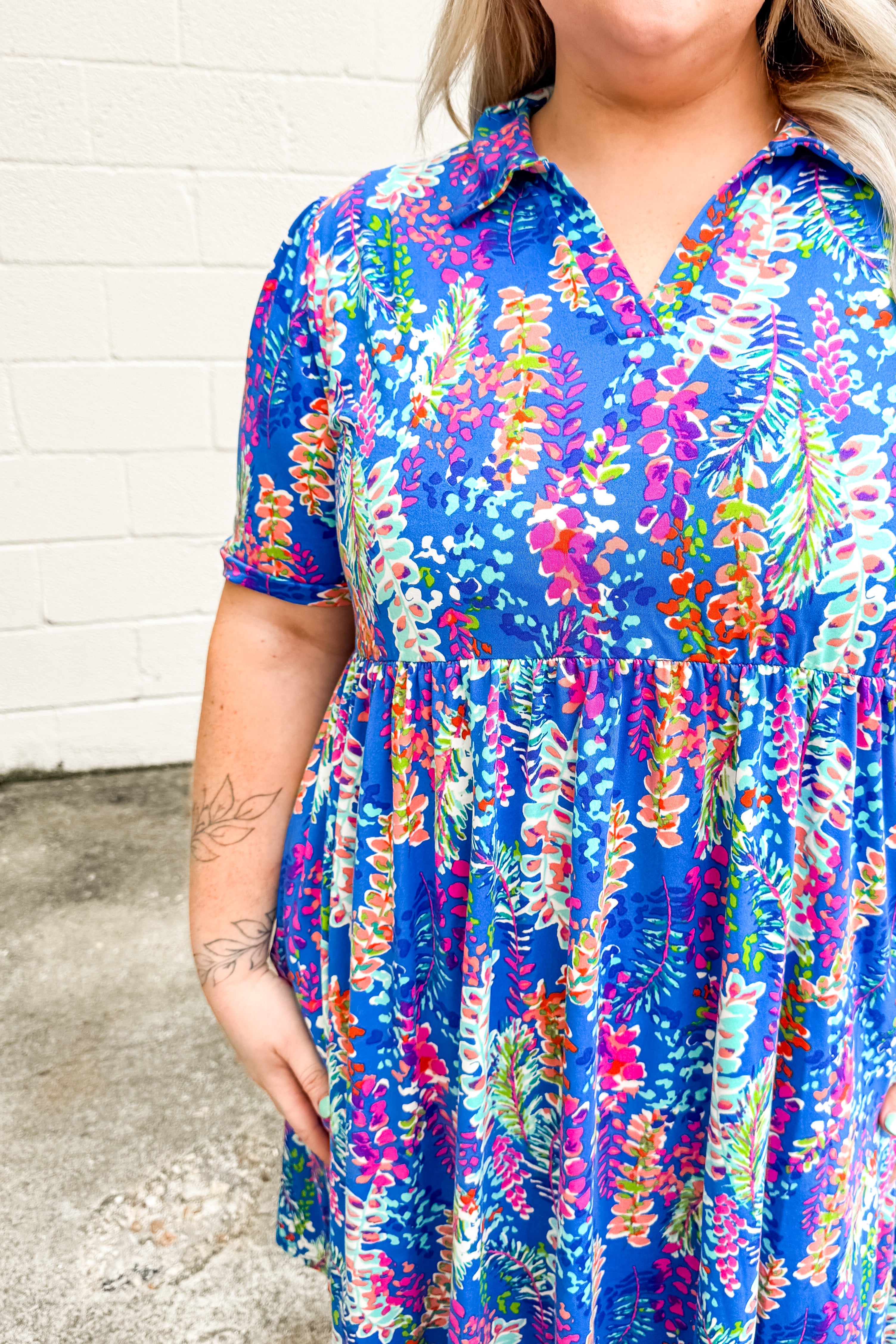 So Far So Good Floral Multi Print Dress, Blue