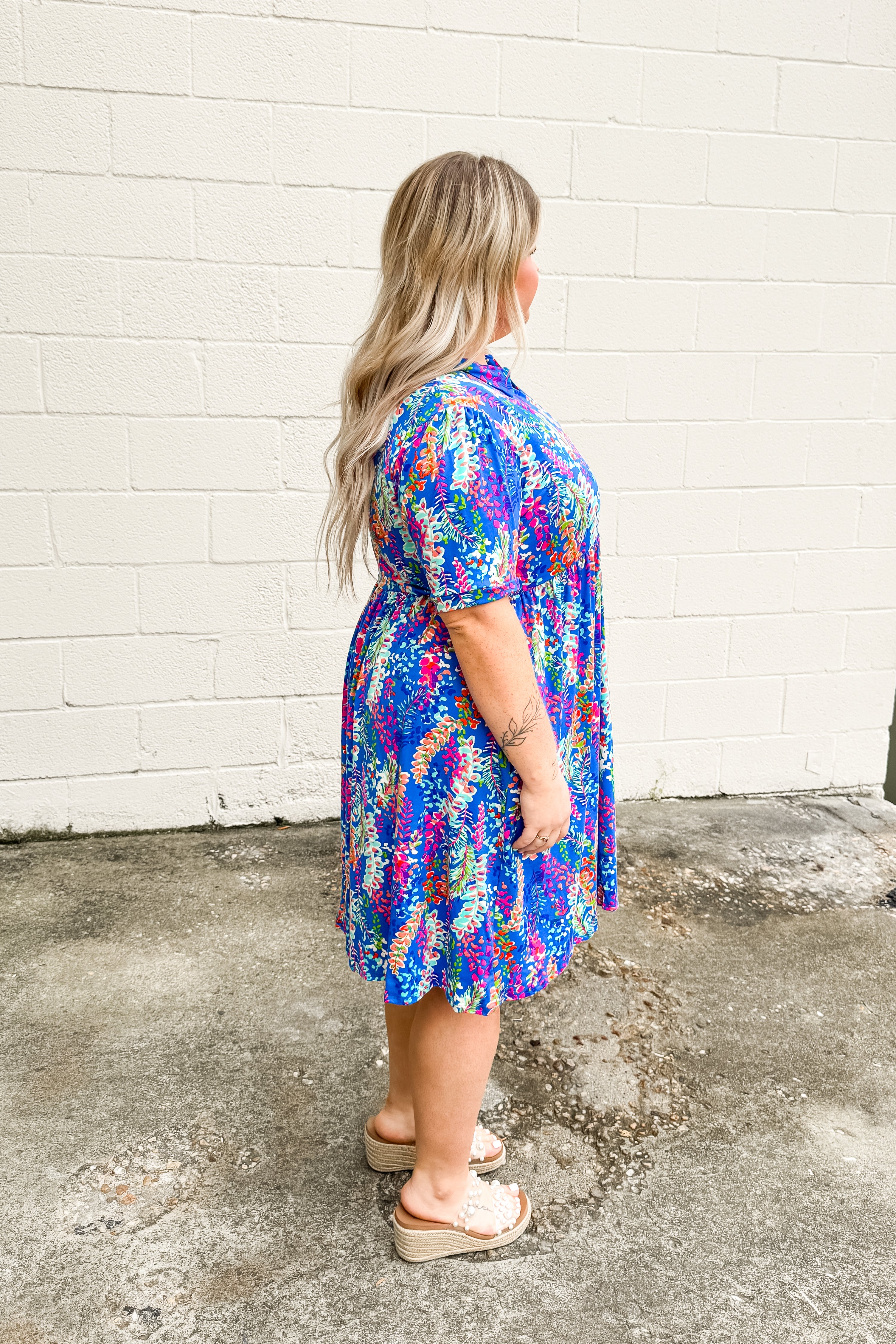 So Far So Good Floral Multi Print Dress, Blue