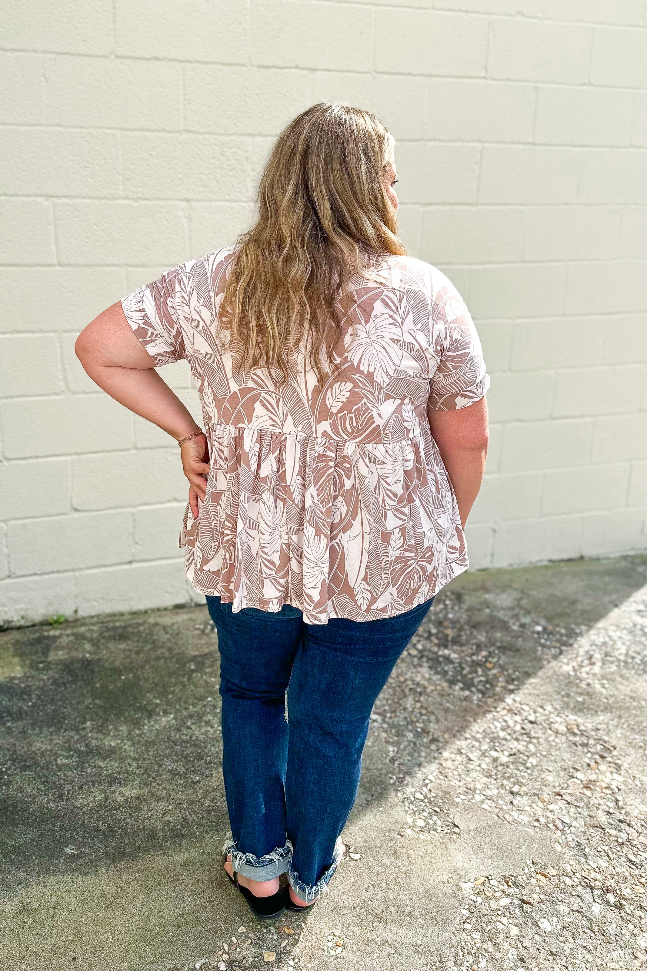 RESTOCK | Neutral Tropical Babydoll Top