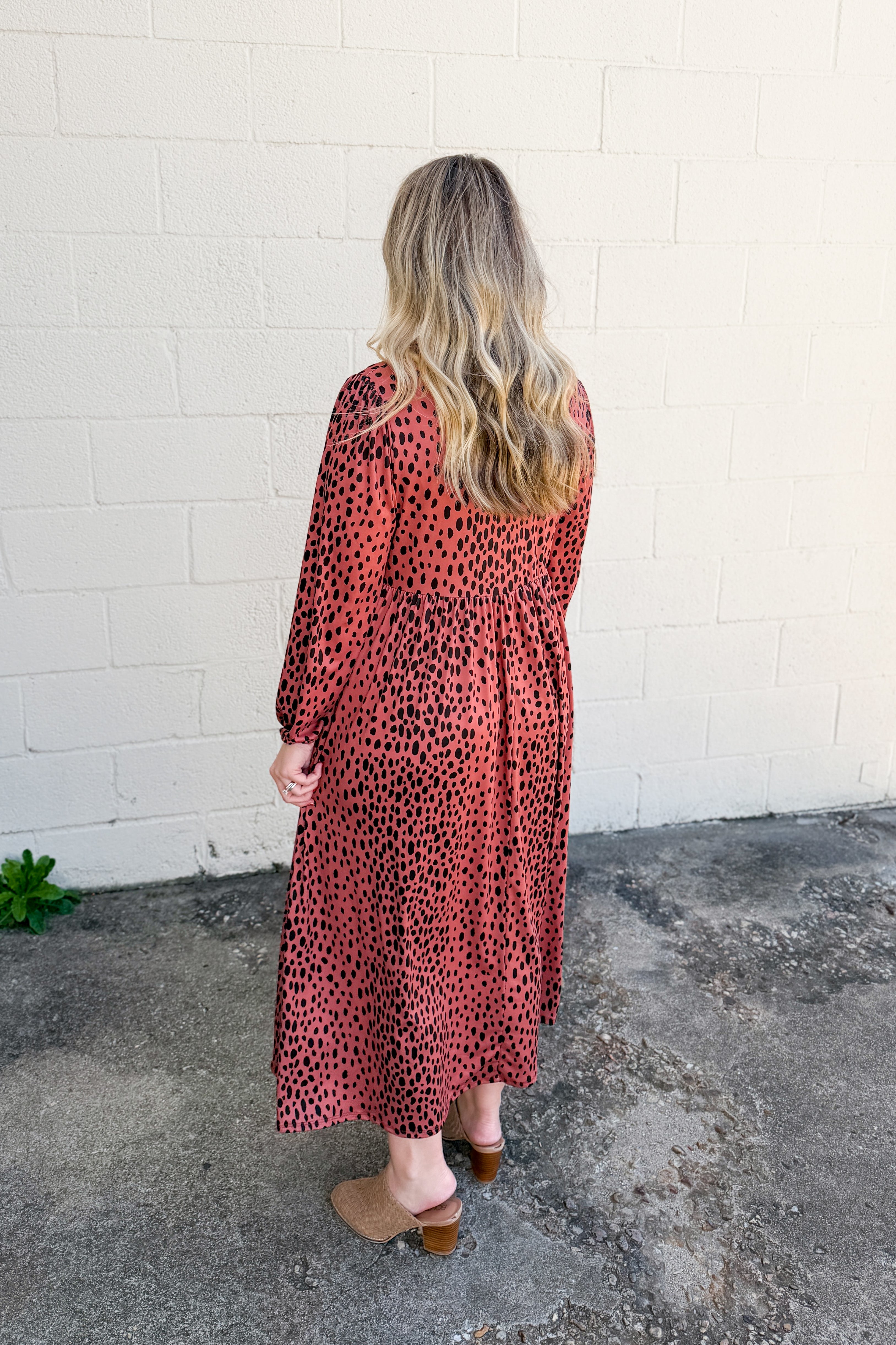 Wild Spice Spotted Midi Dress