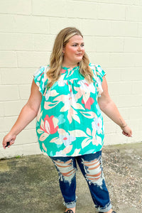 Pure Sweetness Floral Top, Emerald
