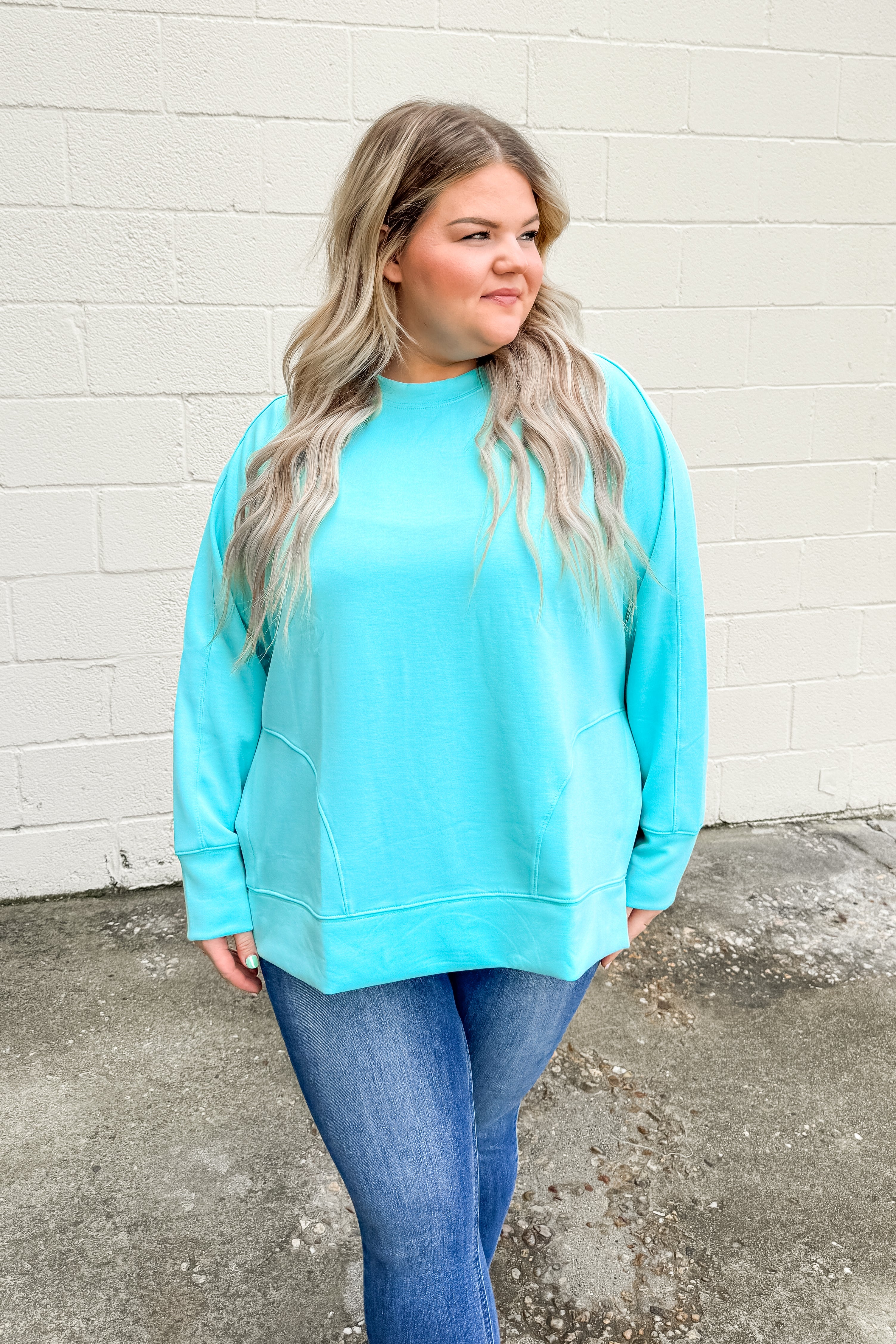 Better Days Ahead Pullover, Mint Sky