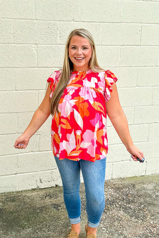 Pure Sweetness Floral Top, Fuchsia