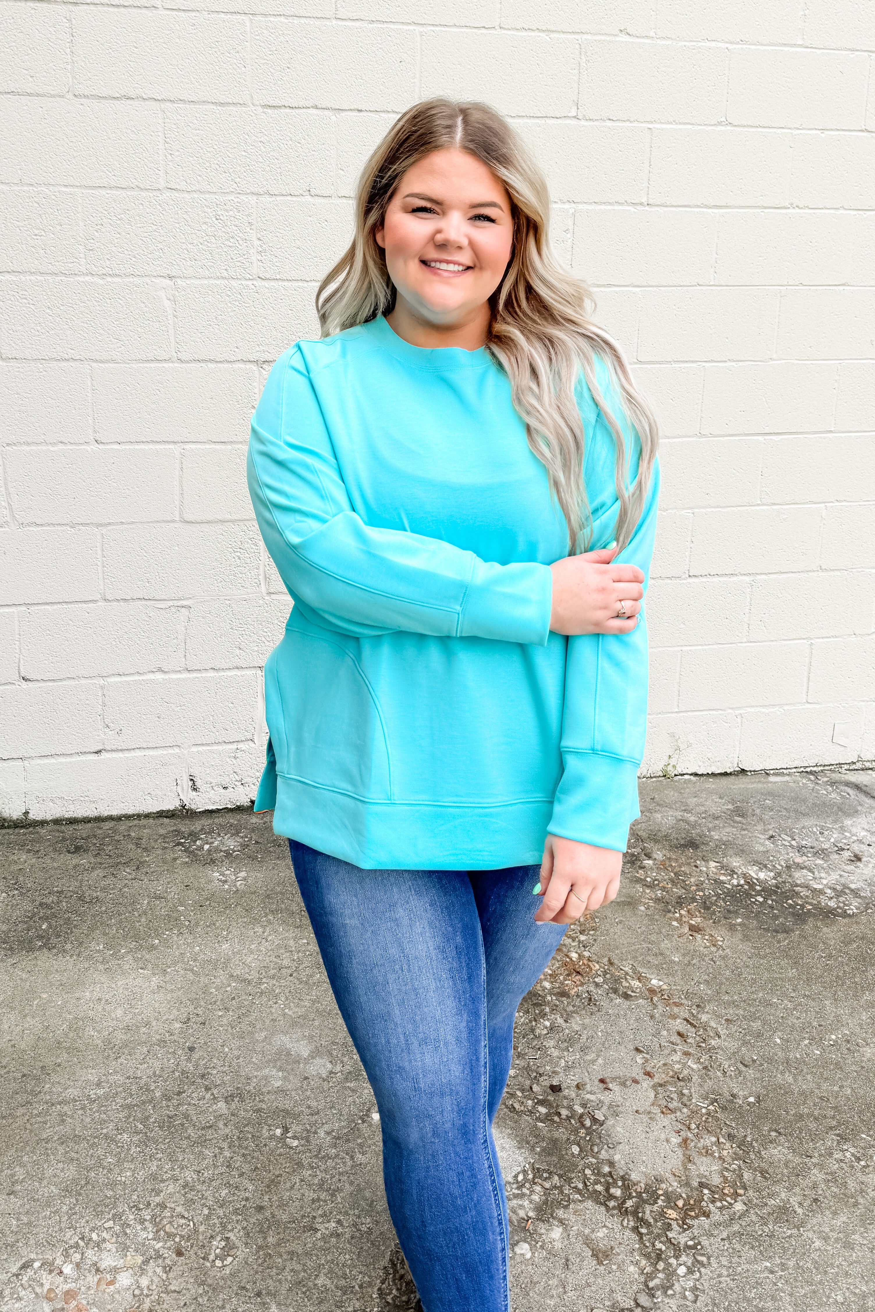 Better Days Ahead Pullover, Mint Sky