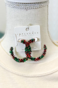 Tinsel Wreath Hoops, Red/Green
