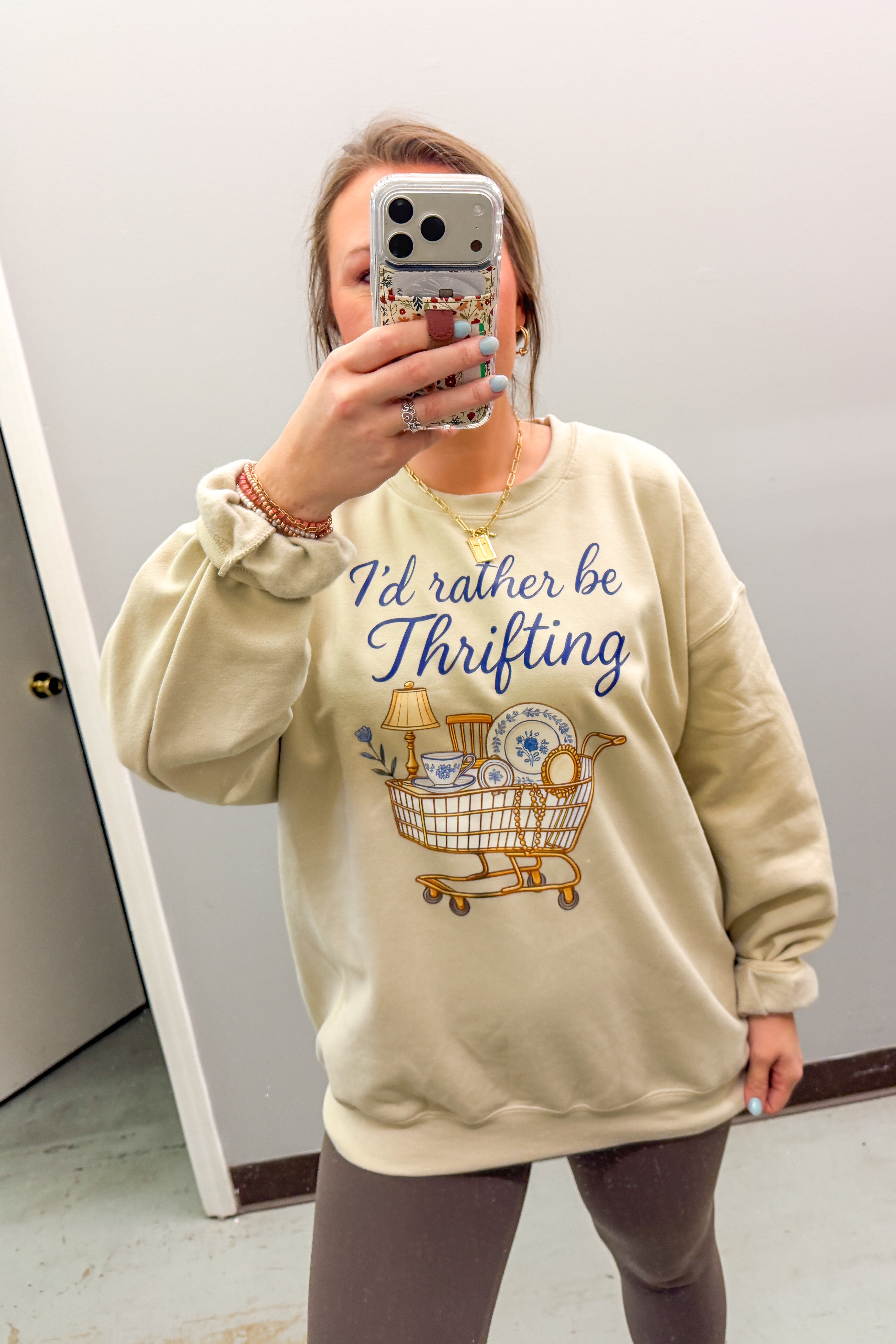PREORDER: Rather Be Thrifting Sweatshirt, Sand