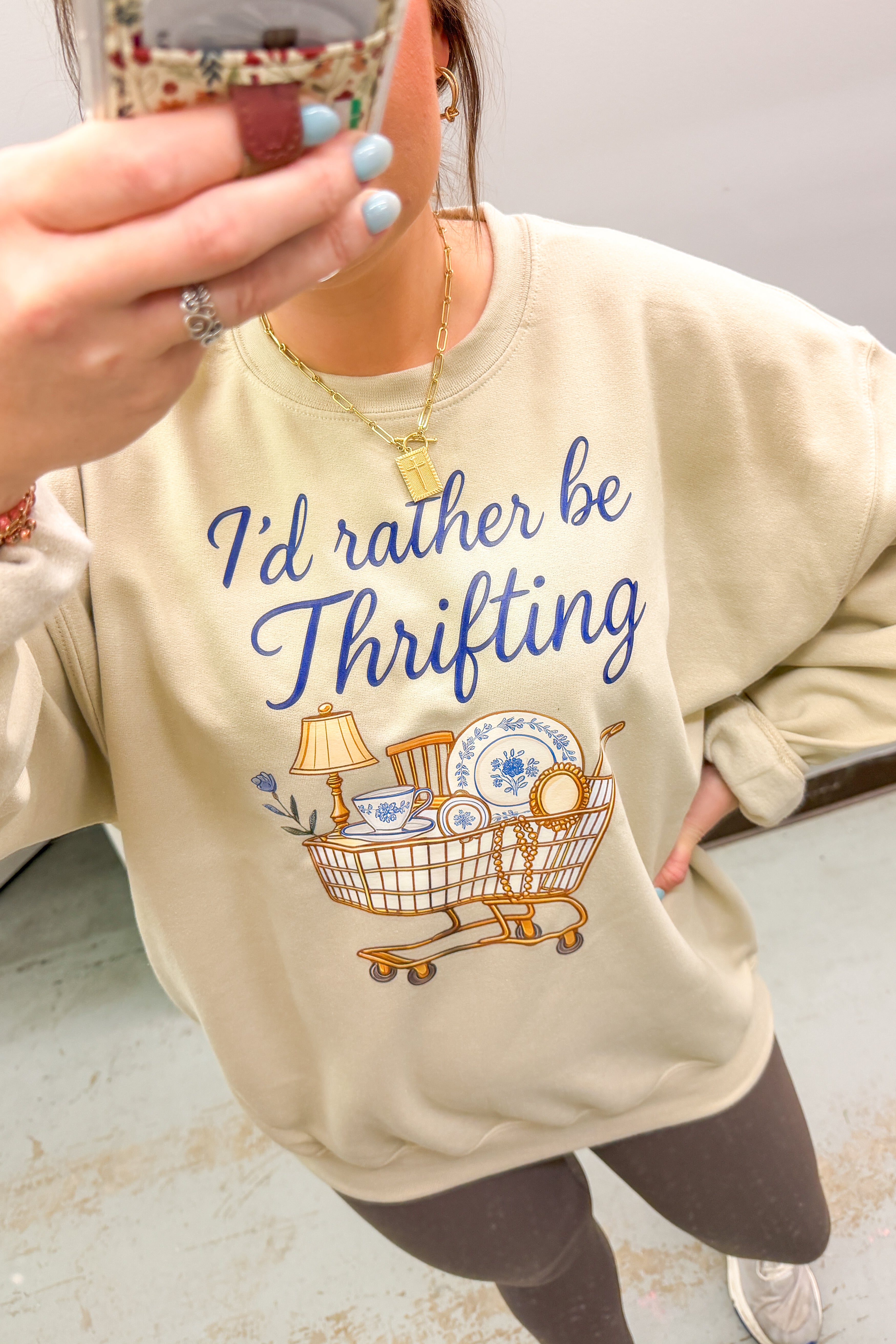 PREORDER: Rather Be Thrifting Sweatshirt, Sand