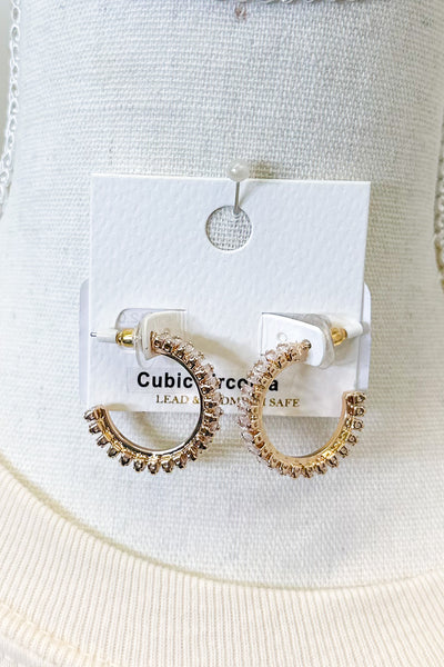 Small CZ Hoops, Gold