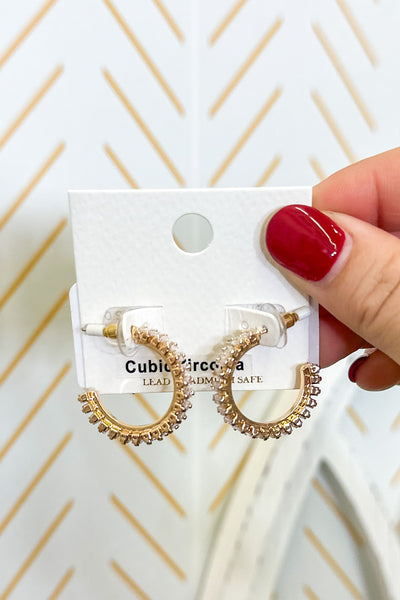 Small CZ Hoops, Gold