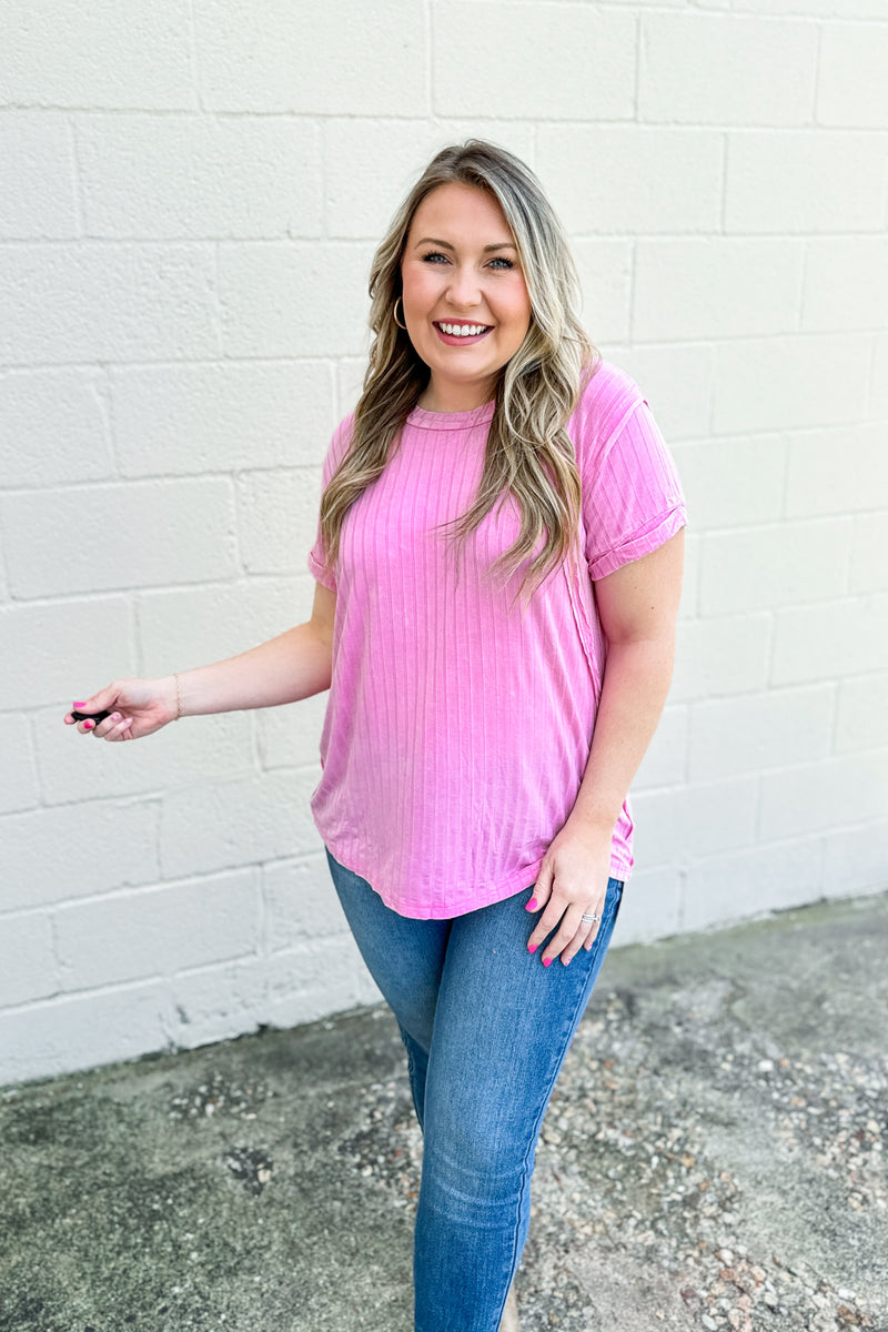 Sawyer Ribbed Top, Candy Pink – Sew Southern Designs