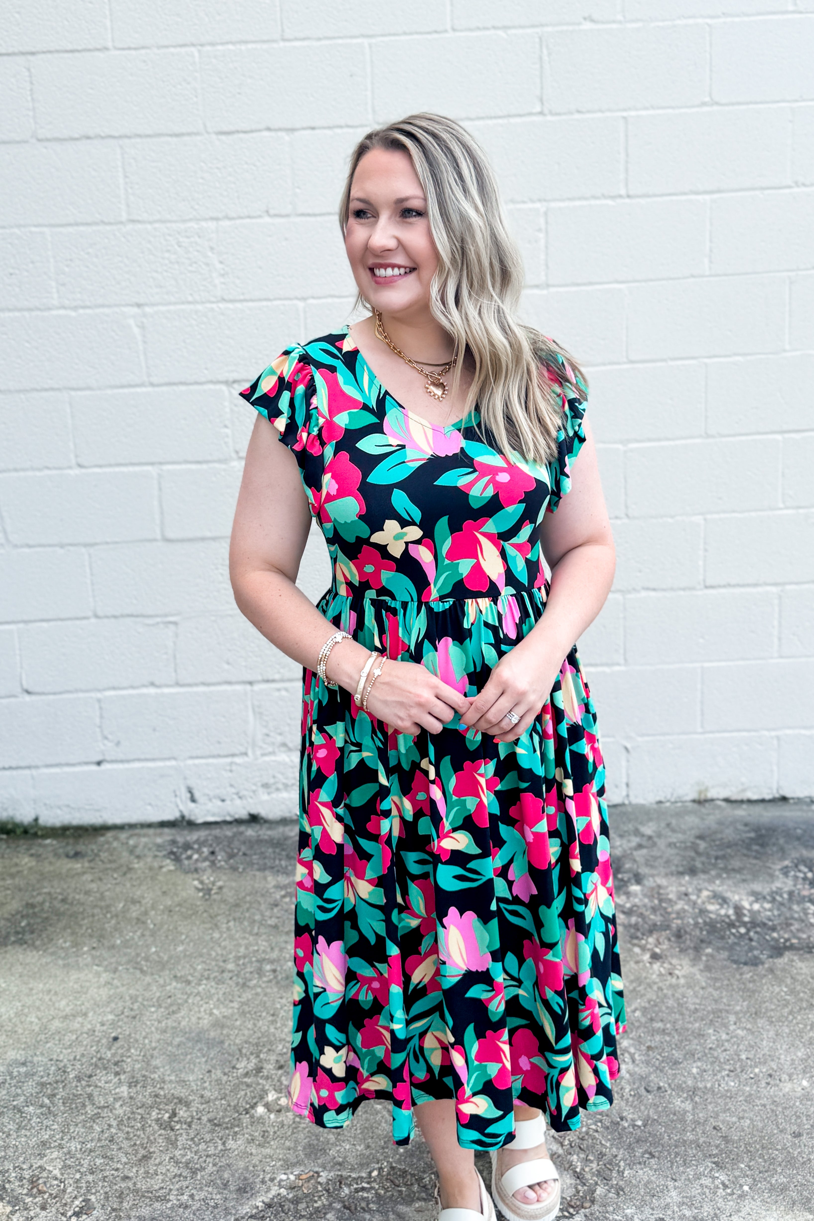 Floral Frenzy Midi Dress