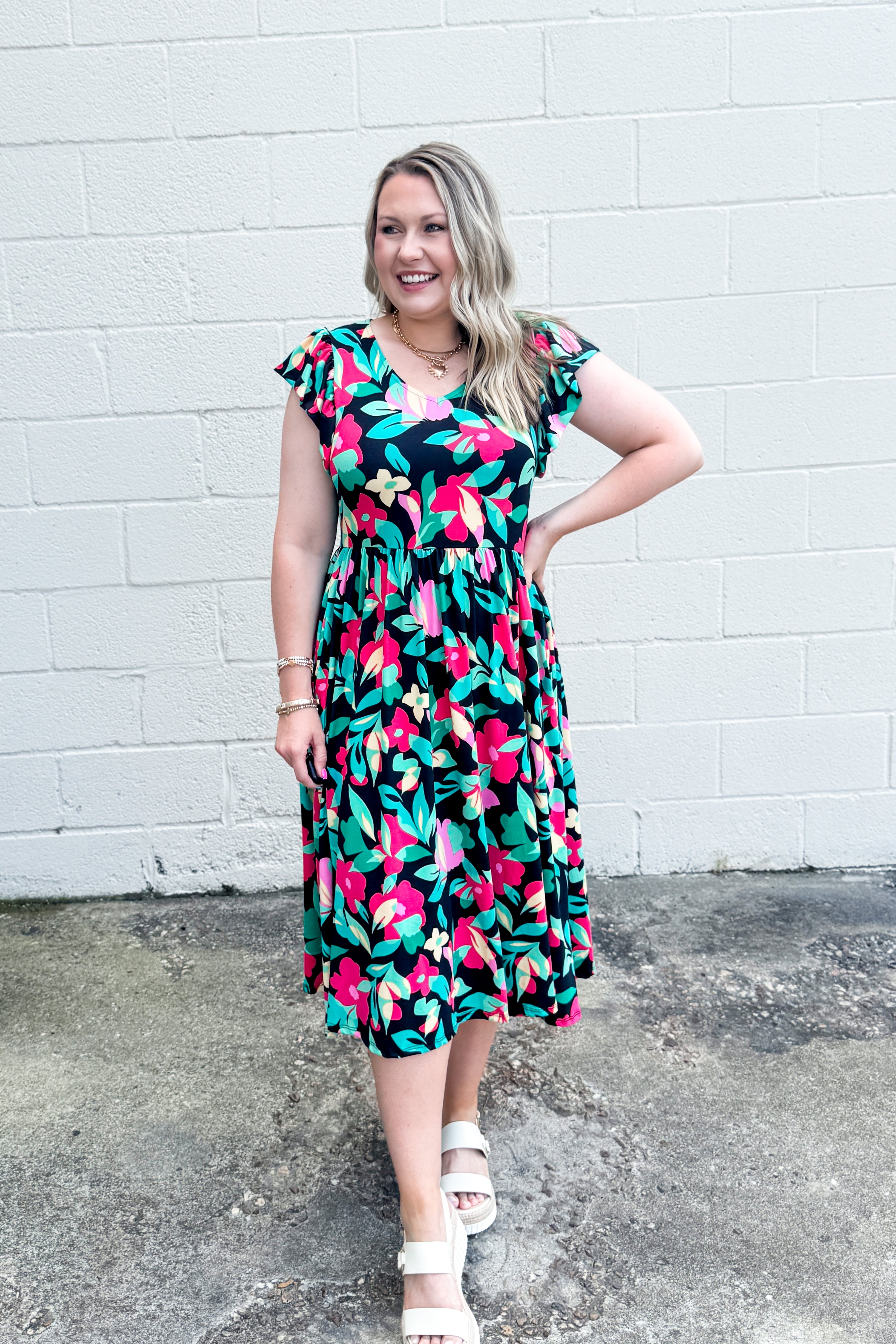 Floral Frenzy Midi Dress