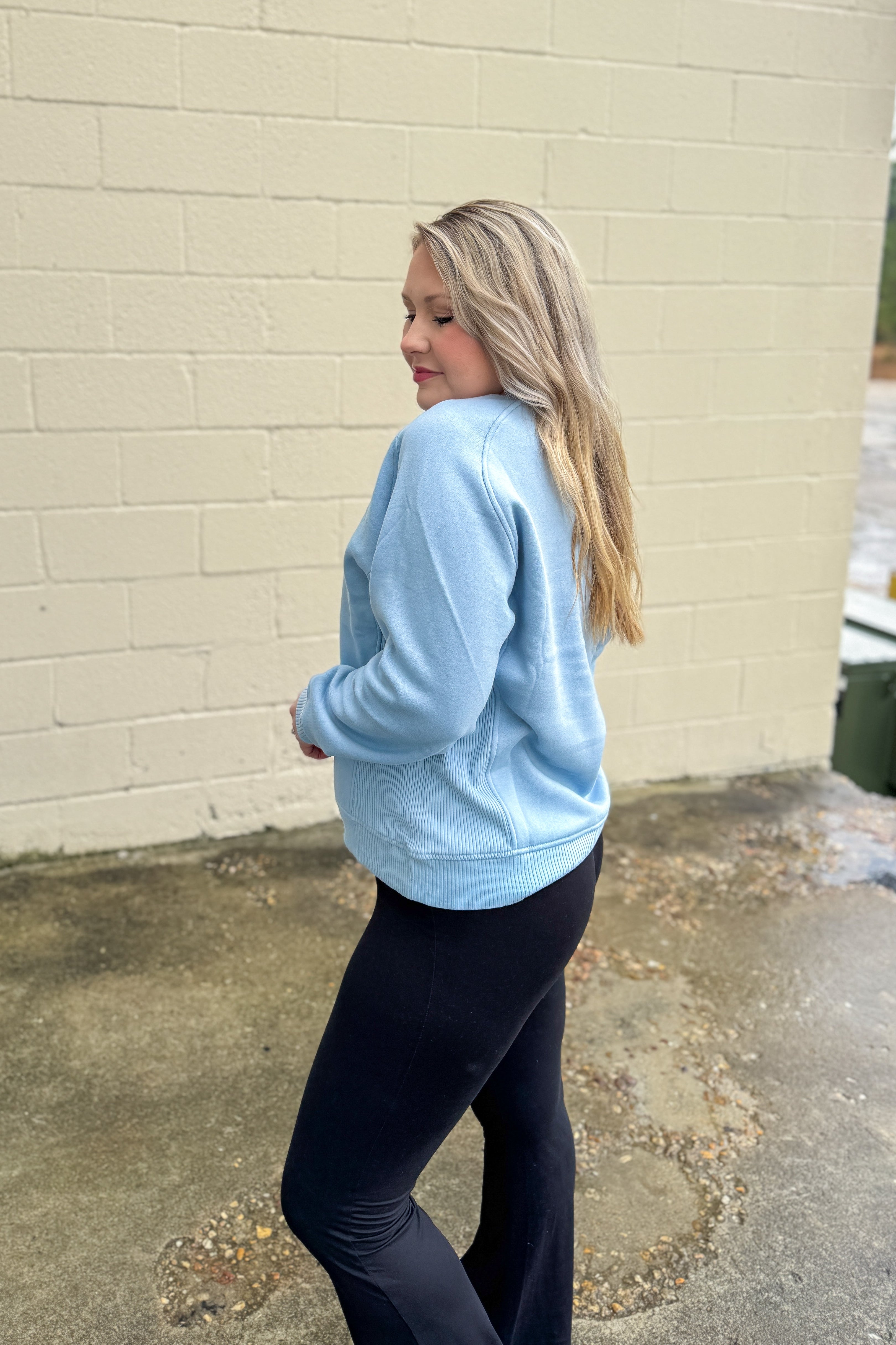 The Ally Pullover Top, Ash Blue