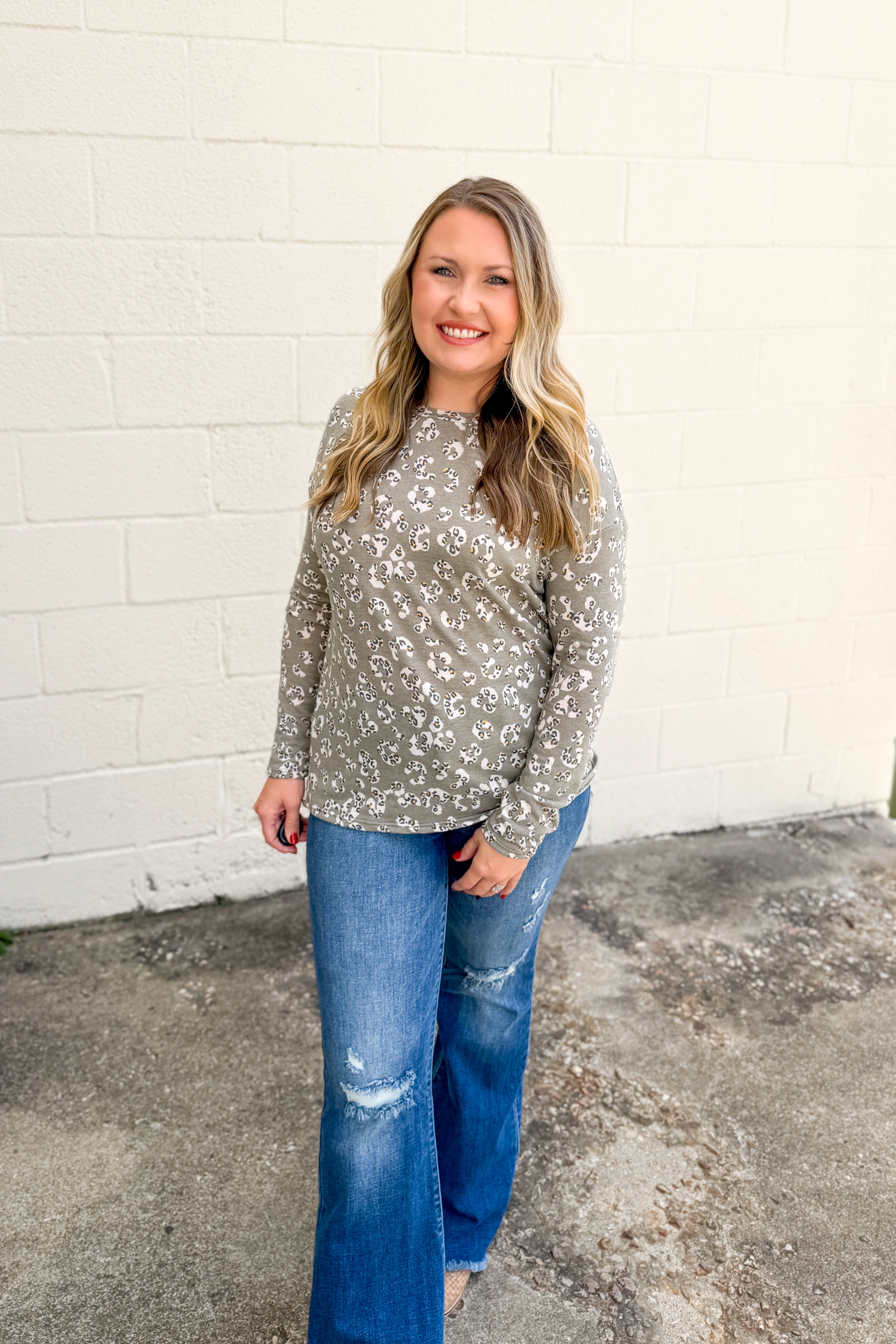 Olive Leopard Top