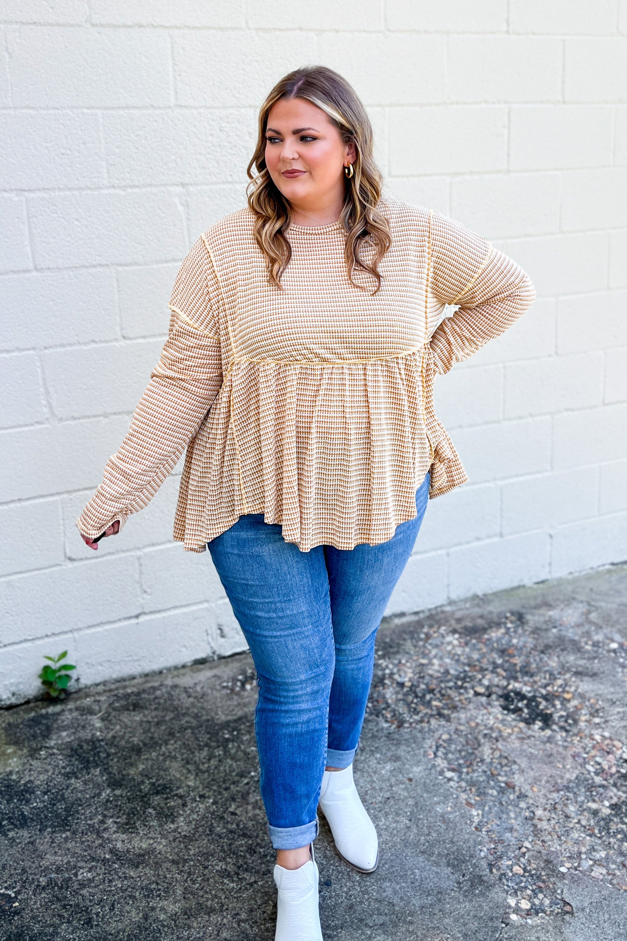 Give You Joy Stripe Babydoll Top, Mustard