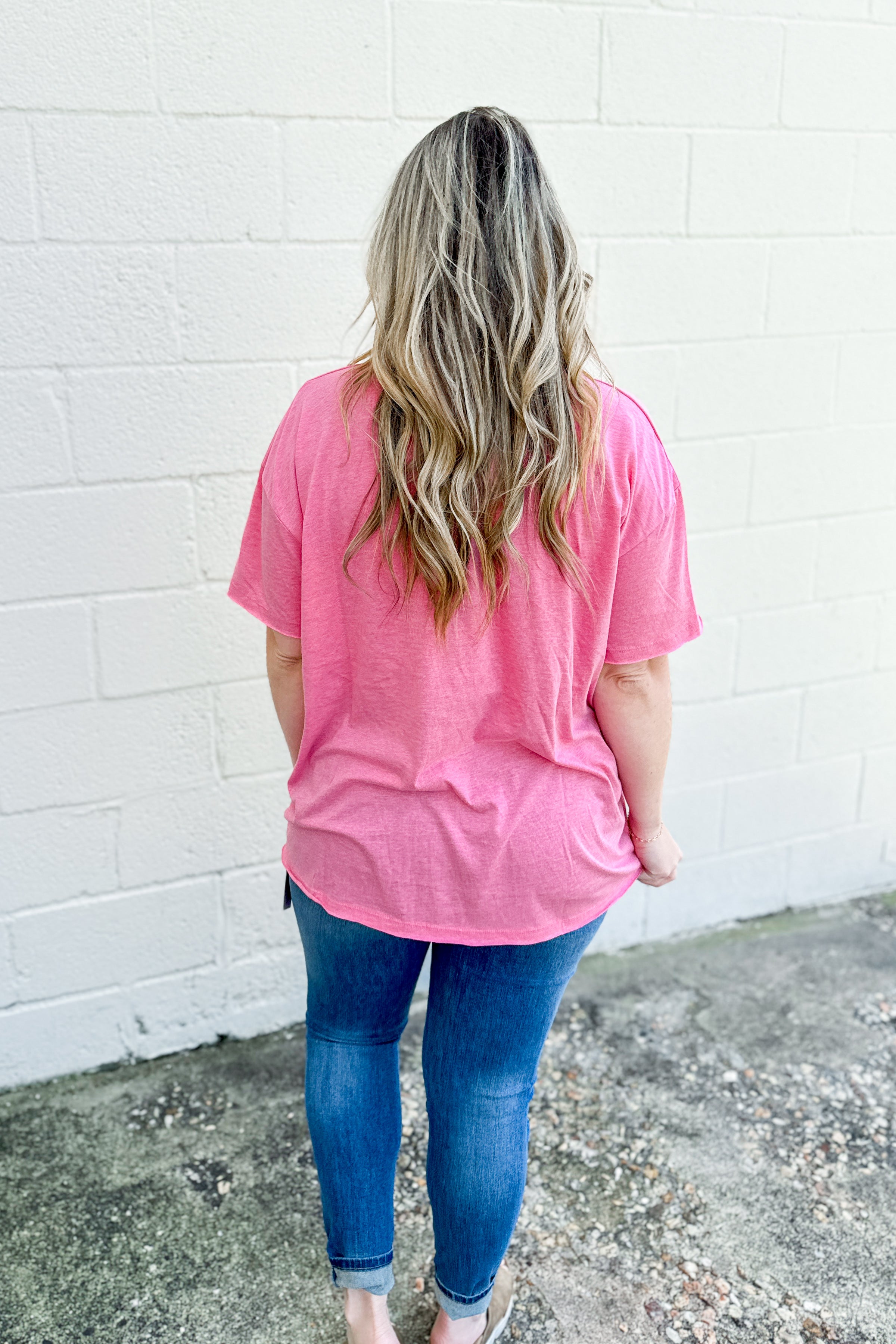 Becca Oversized Boyfriend Top, Heather Fuchsia