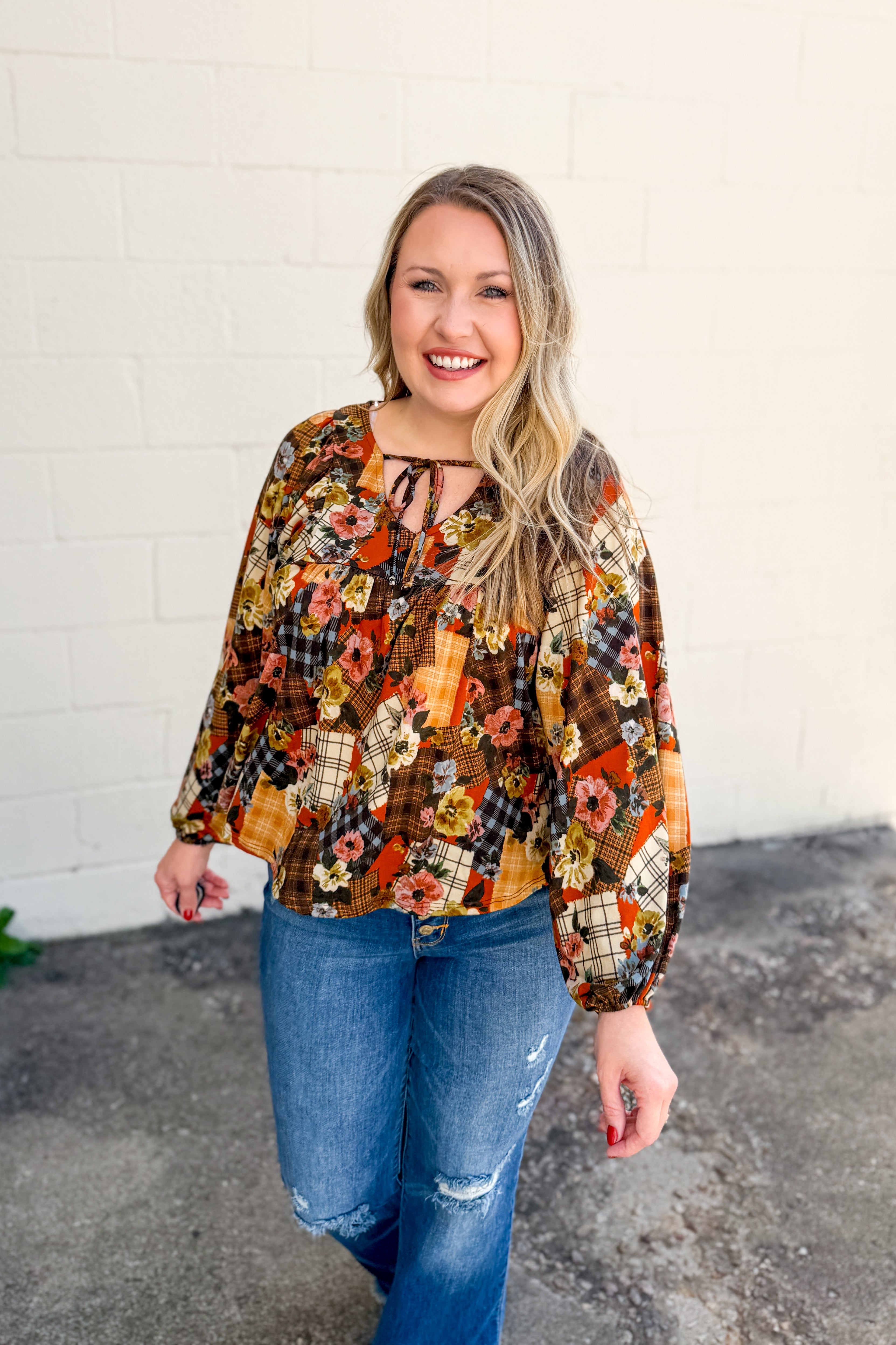 Rustic Romance Floral Patchwork Top