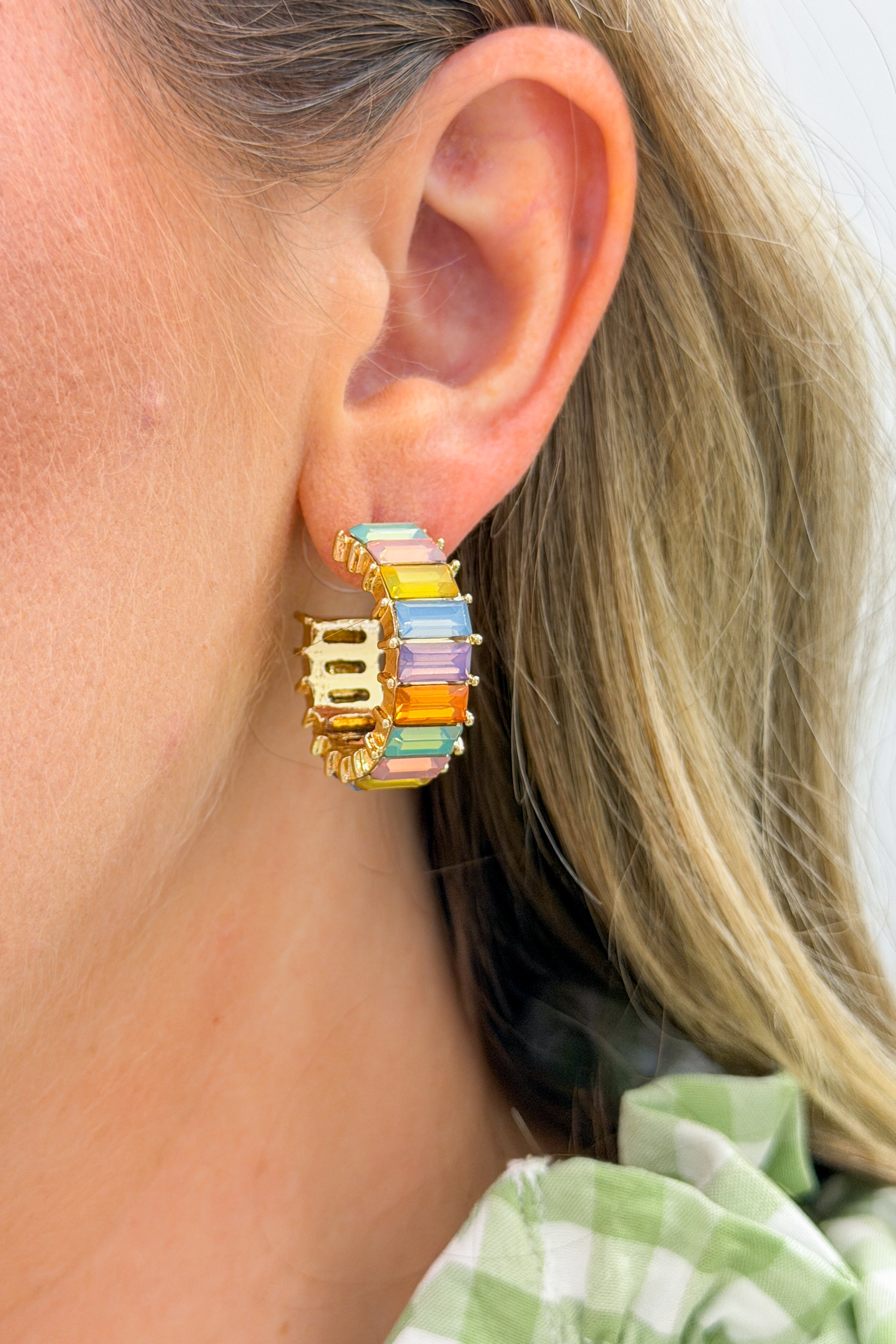 15mm Baguette Hoops, Light Multi