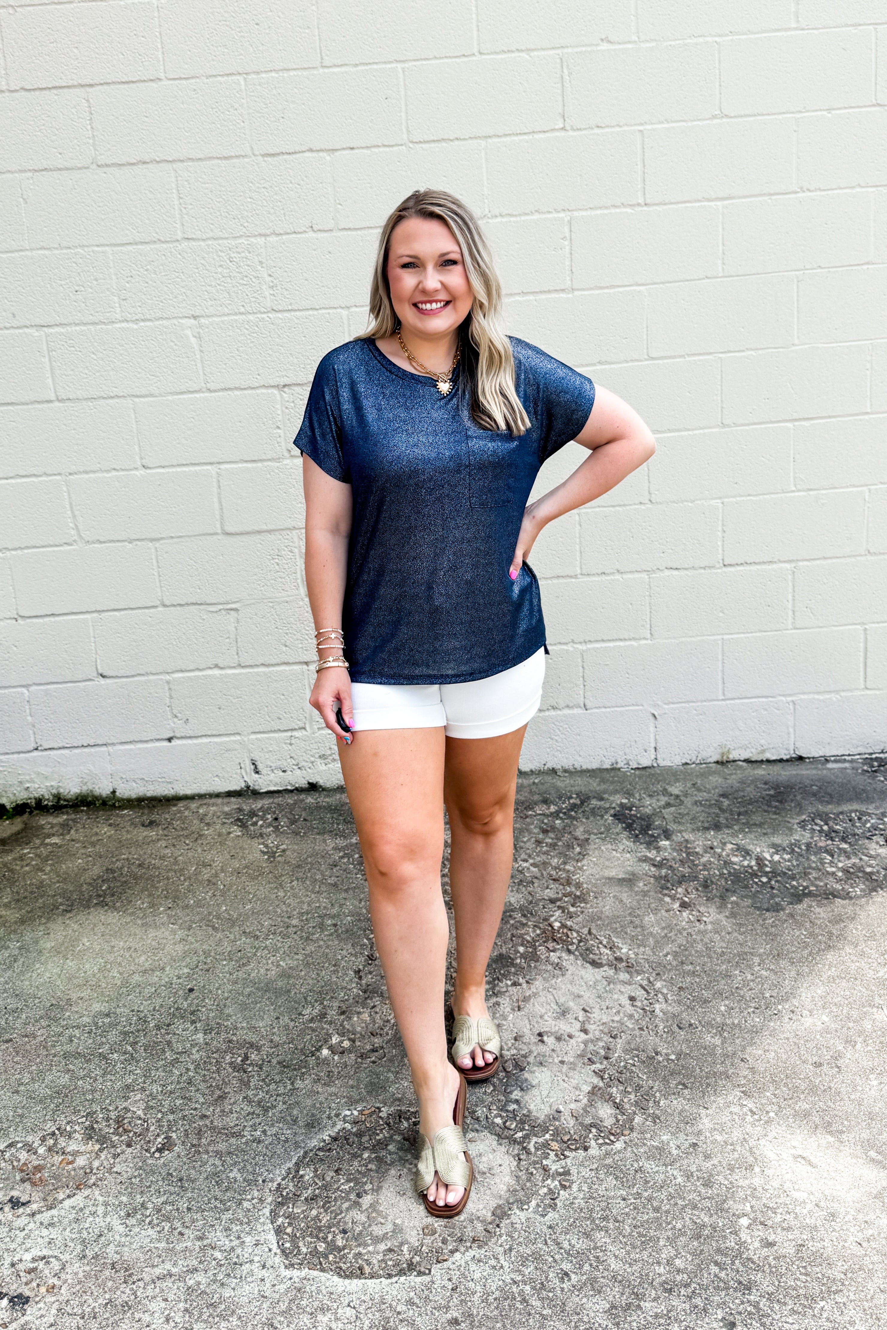 Twinkle Touch Top, Navy