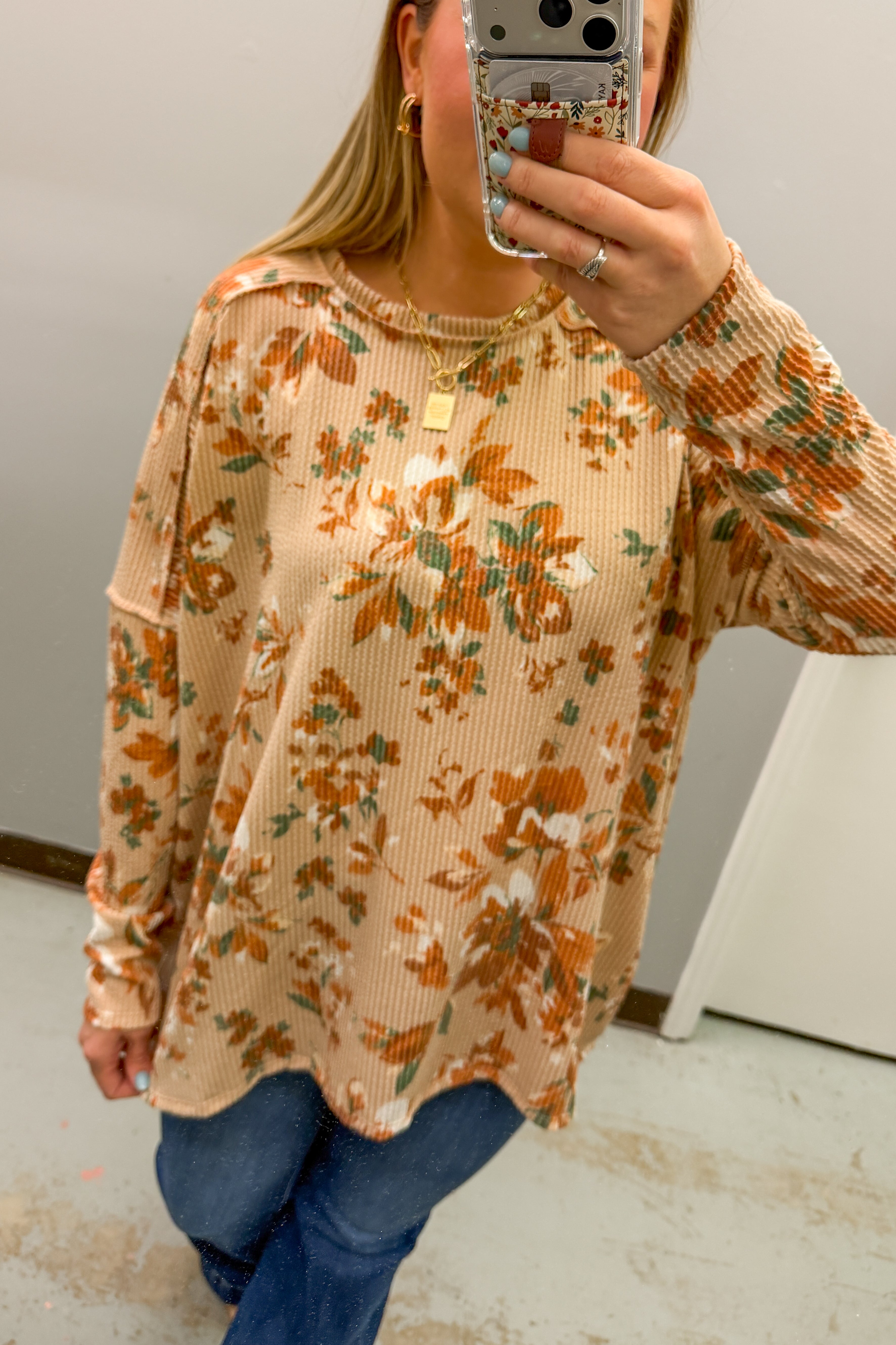 Southern Bloom Ribbed Pullover Top