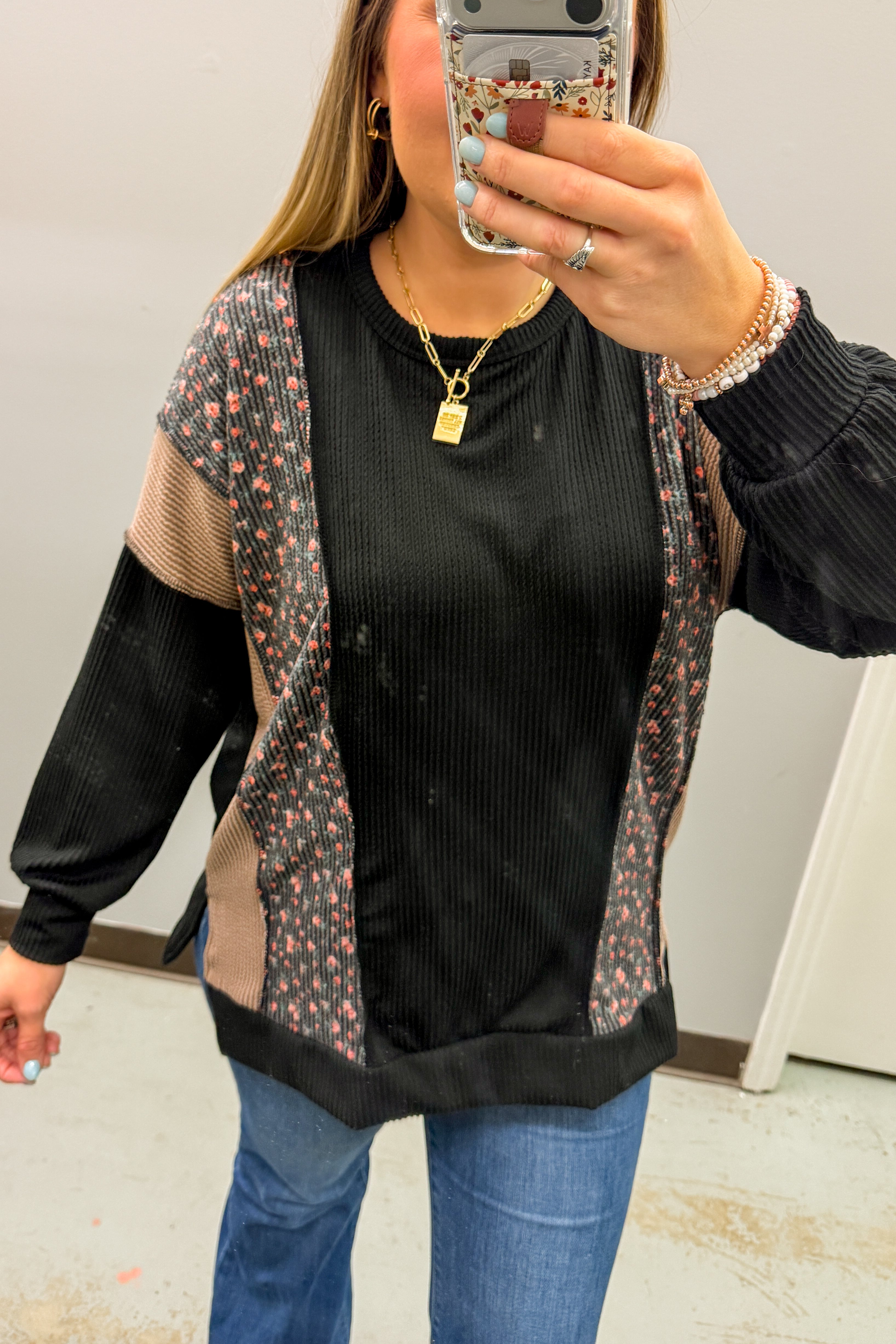 The Everyday Wildflower Pullover Top, Black