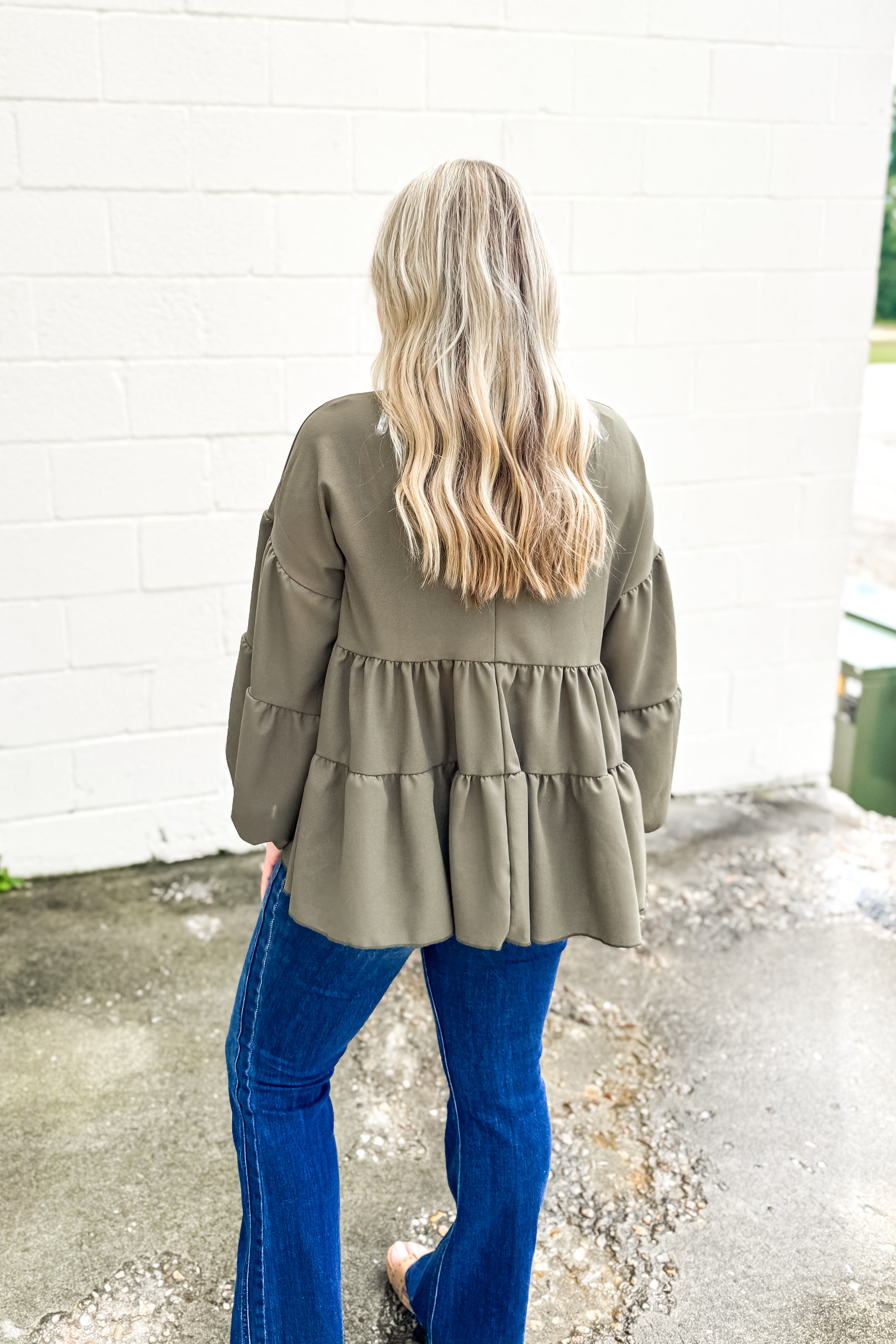 Falling For Layers Babydoll Top, Olive