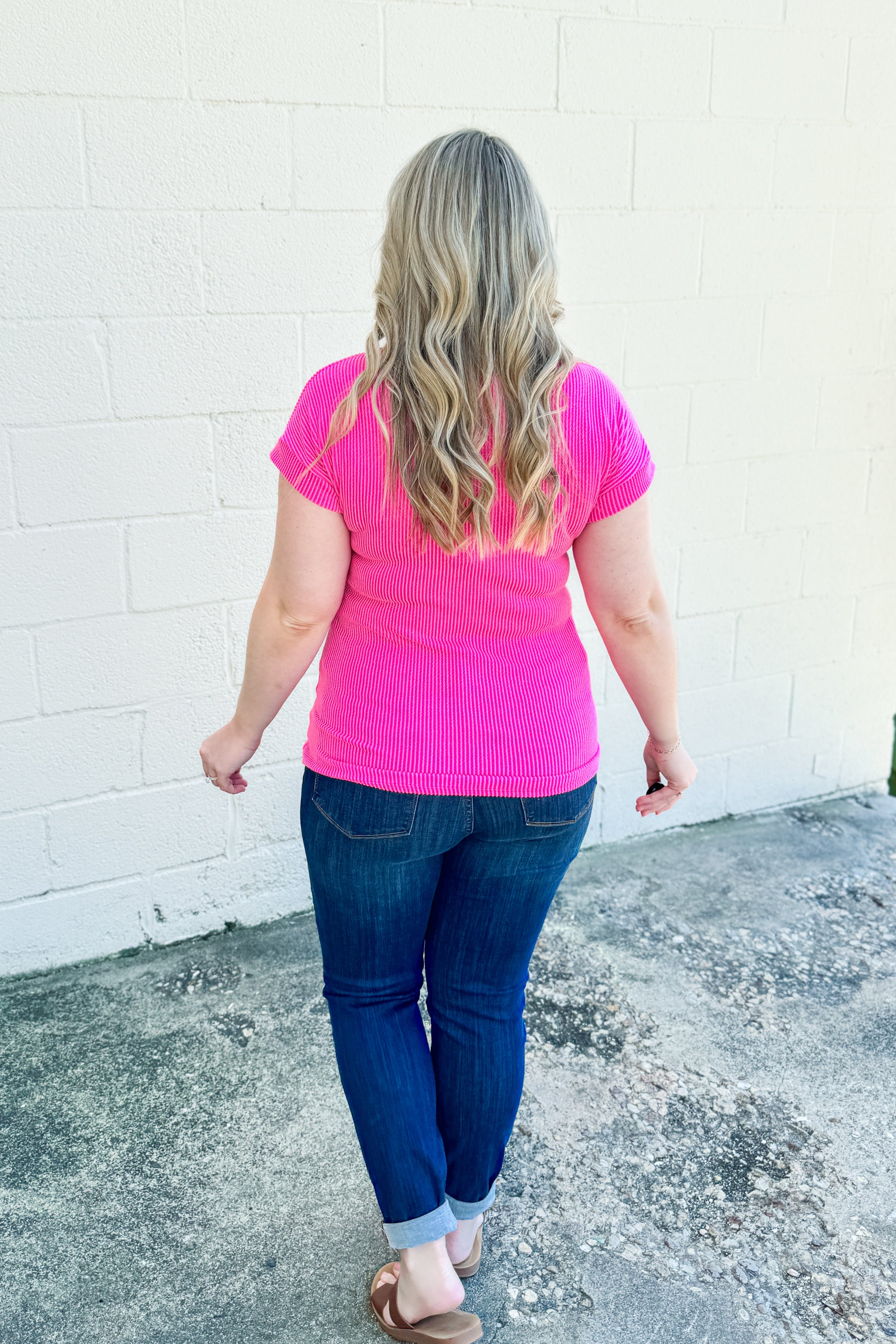 Mama Ribbed Top, Hot Pink