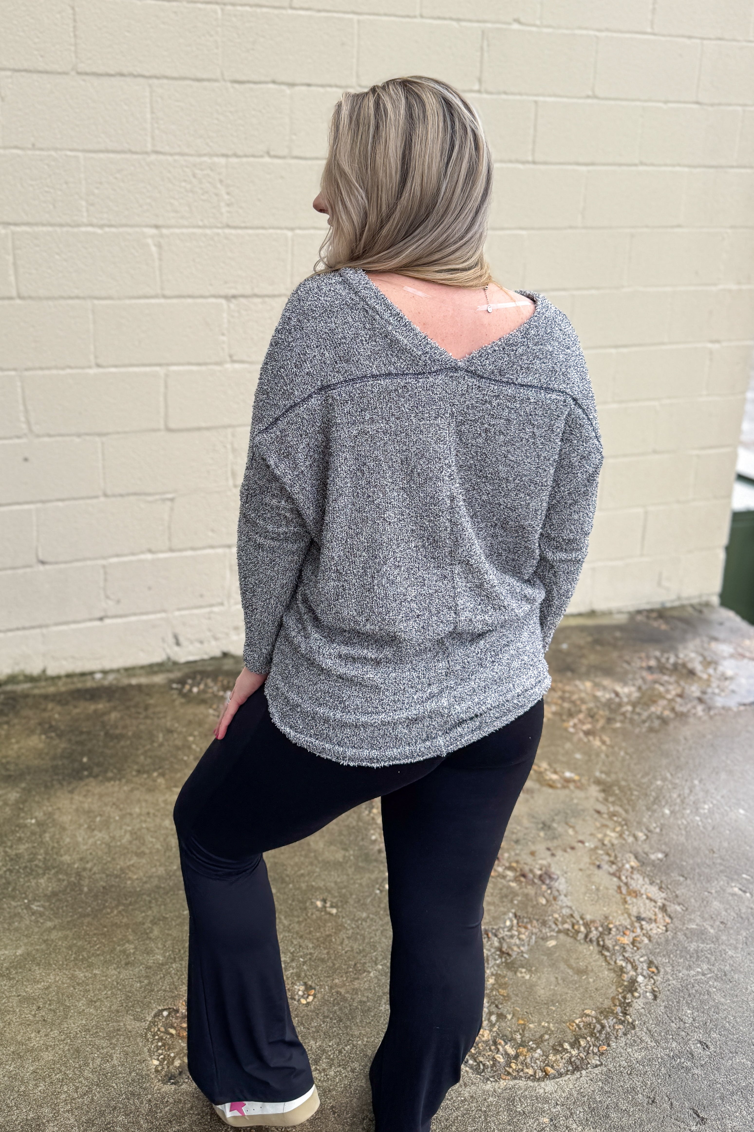 Warm and Fuzzy Dolman Top, Grey