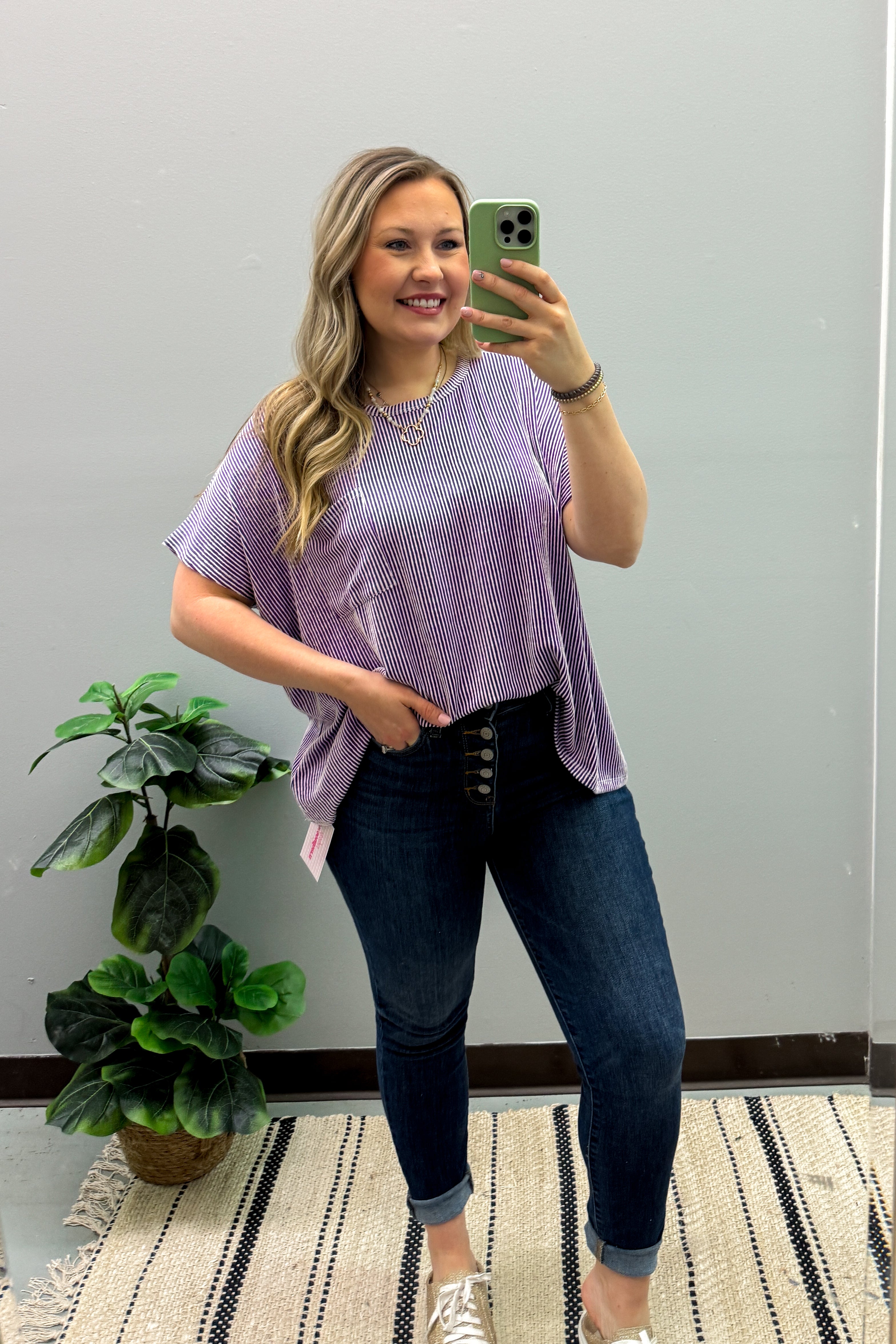 Ciara Ribbed Relaxed Top, Violet