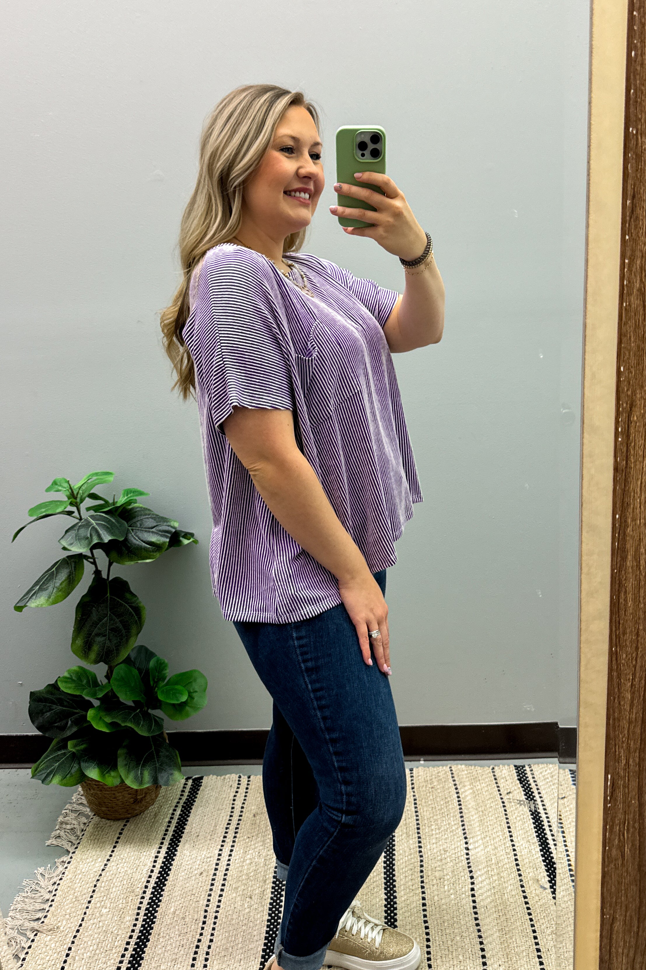 Ciara Ribbed Relaxed Top, Violet