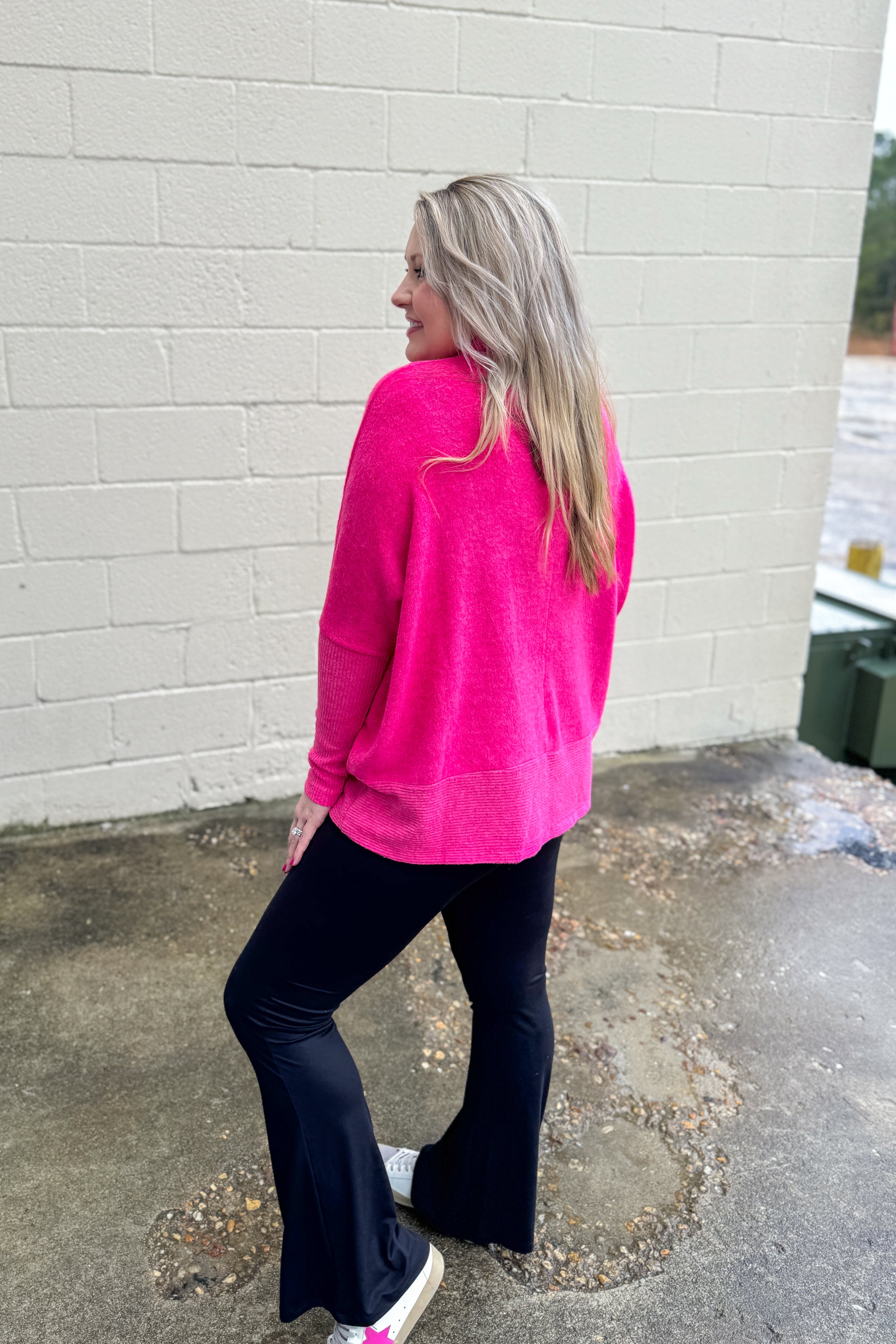 Melanie Turtleneck Sweater Top, Fuchsia