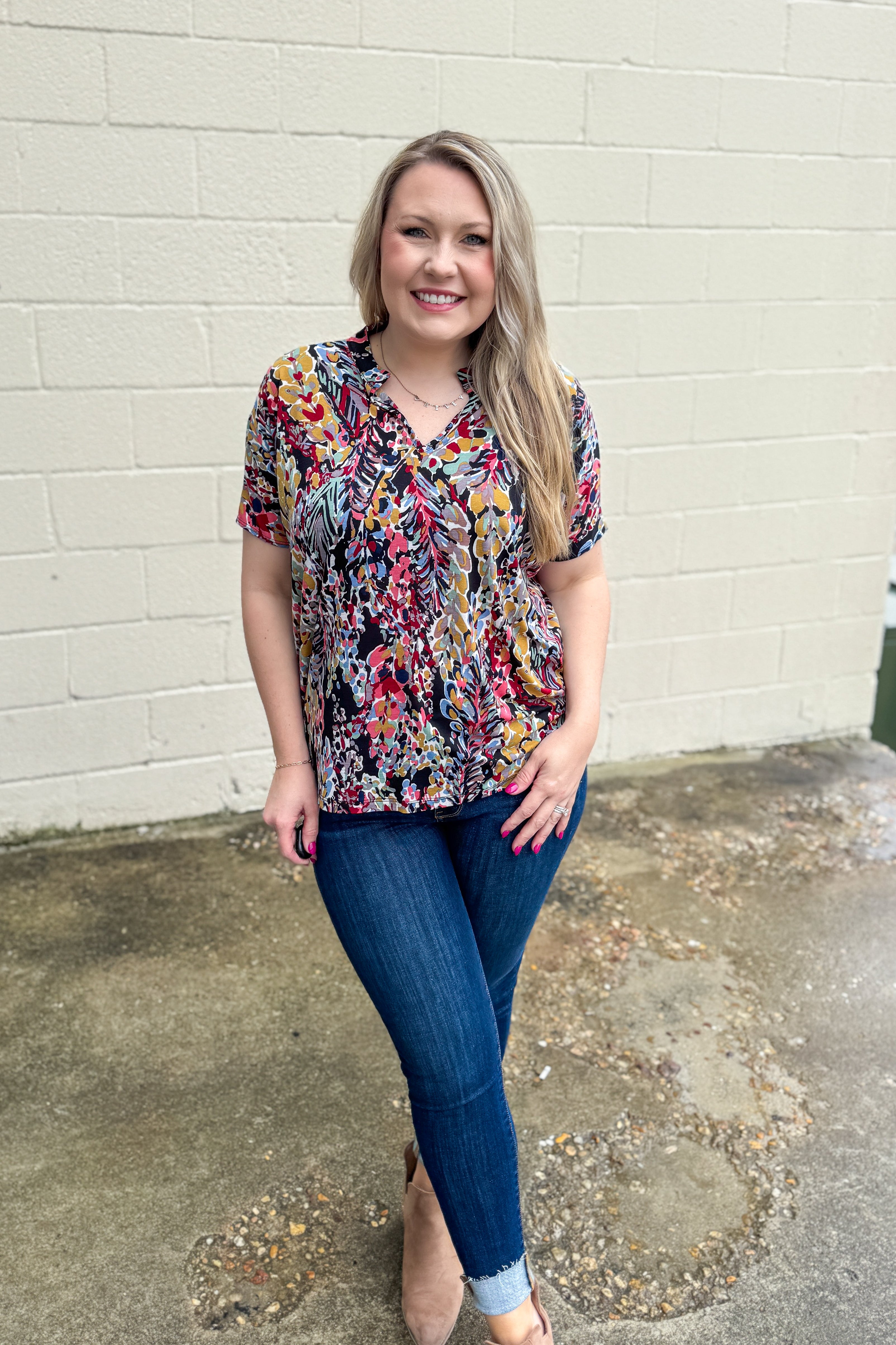 Let It Be Known Floral Top, Black