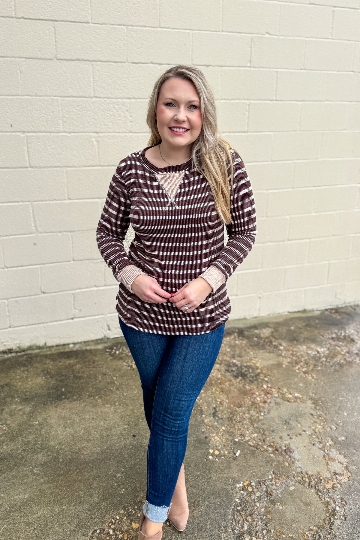 The Perfect Stripe Ribbed Top, Brown | Sew Southern Designs