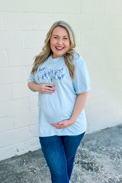 Mama Blue Willow Graphic Tee, Chambray