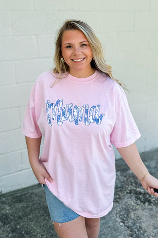 Mama Blue Willow Graphic Tee, Blossom Pink