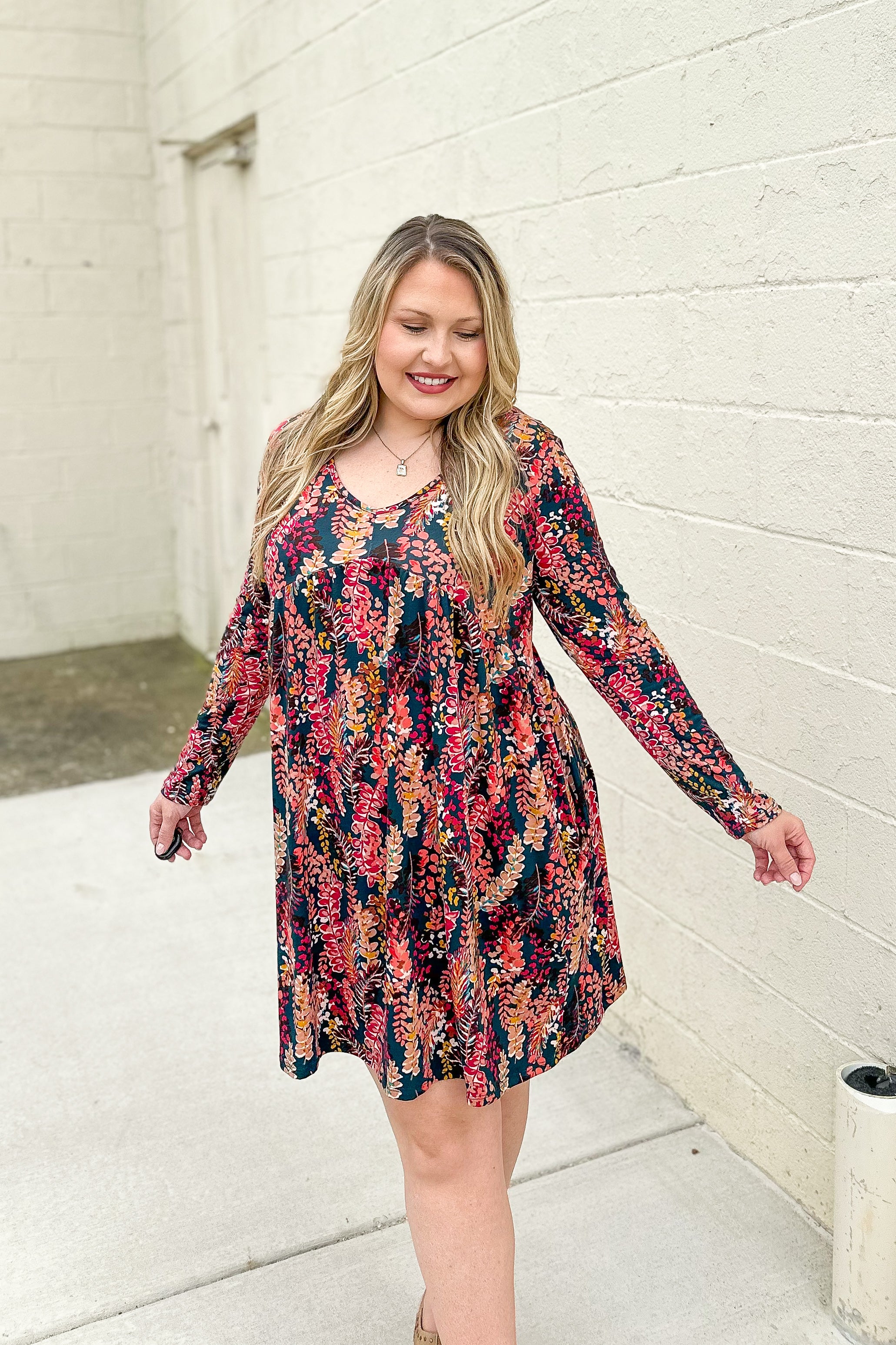 Daring Heart Floral Dress, Hunter Green