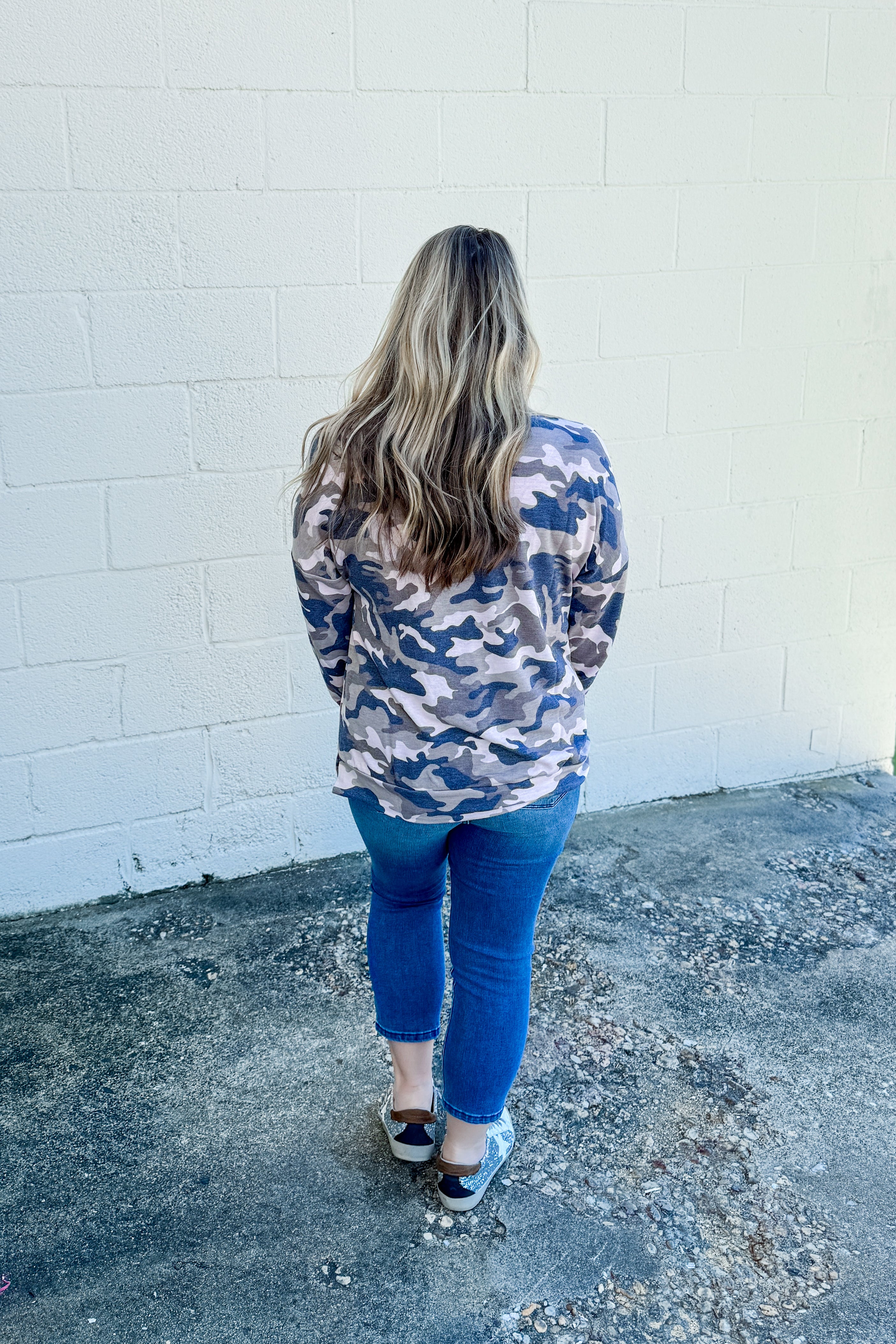 Listen Up Camo Pullover Top