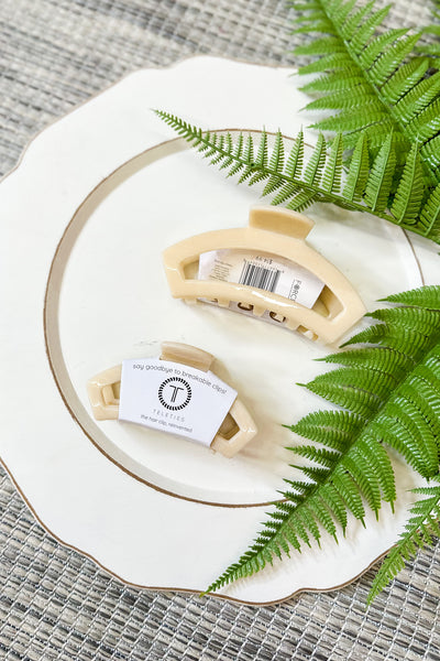 Teleties Large Open Hair Clip, Almond Beige