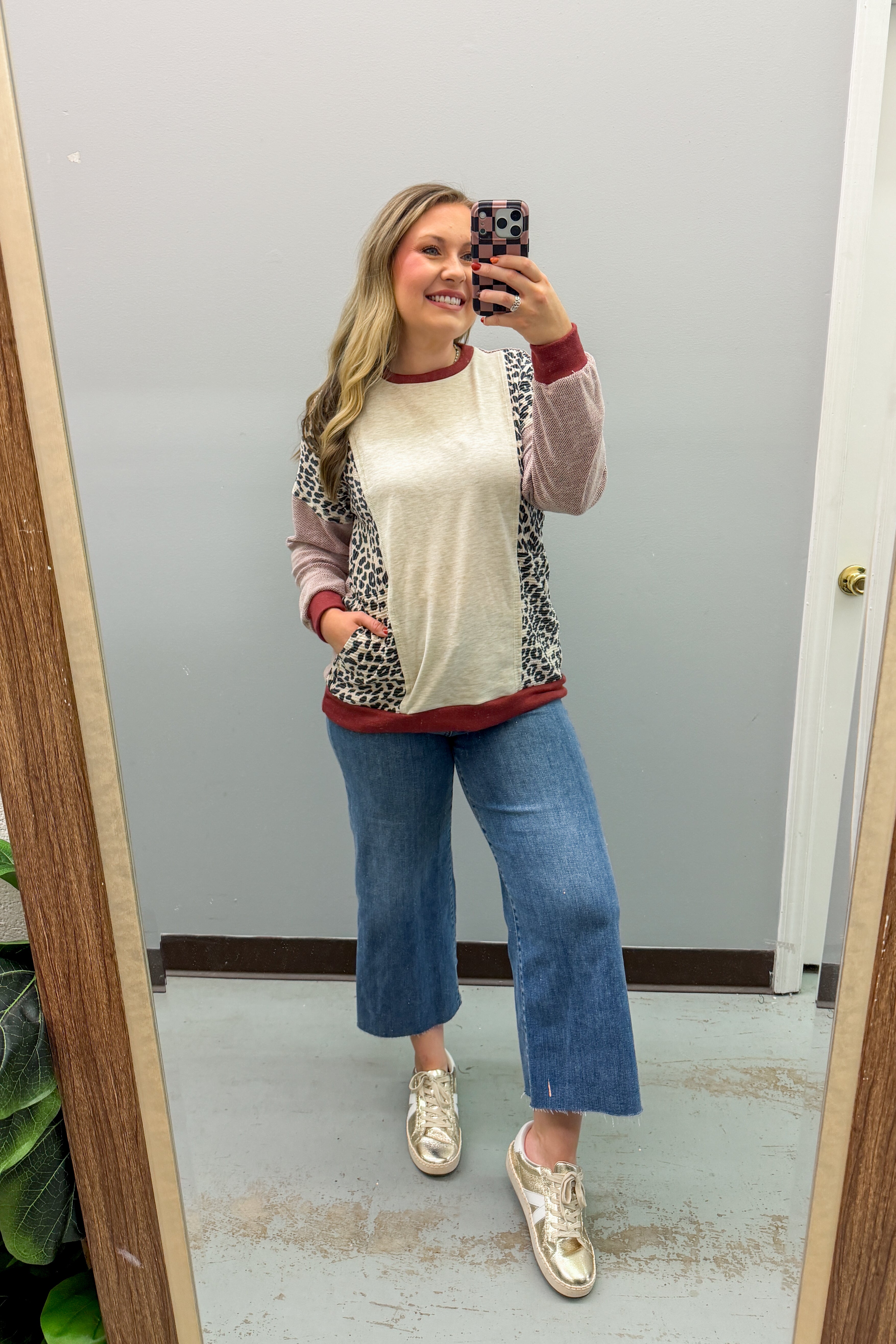 Leopard Love Color Block Top