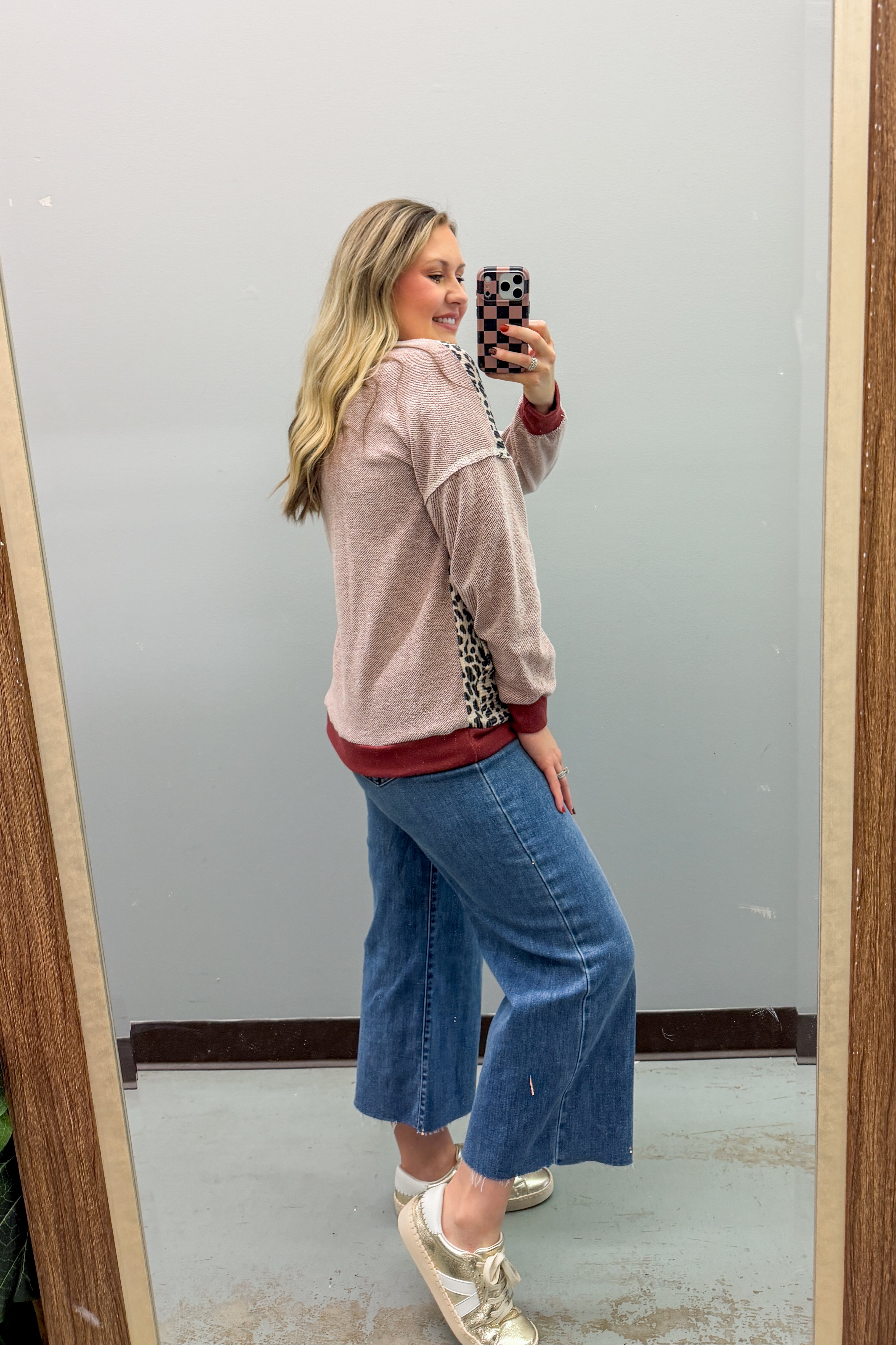 Leopard Love Color Block Top