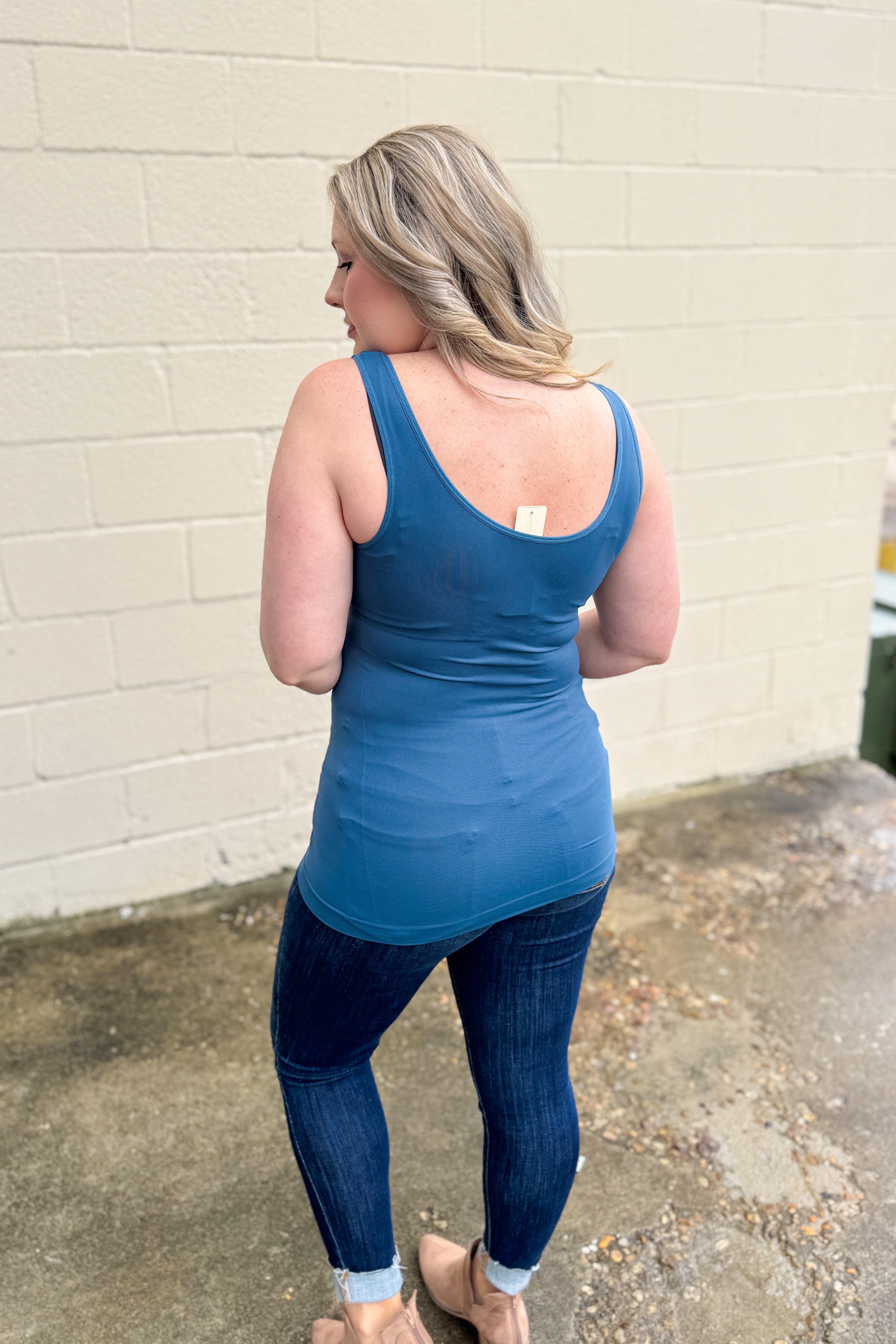 The Perfect Basic Seamless Reversible Tank Top, Denim