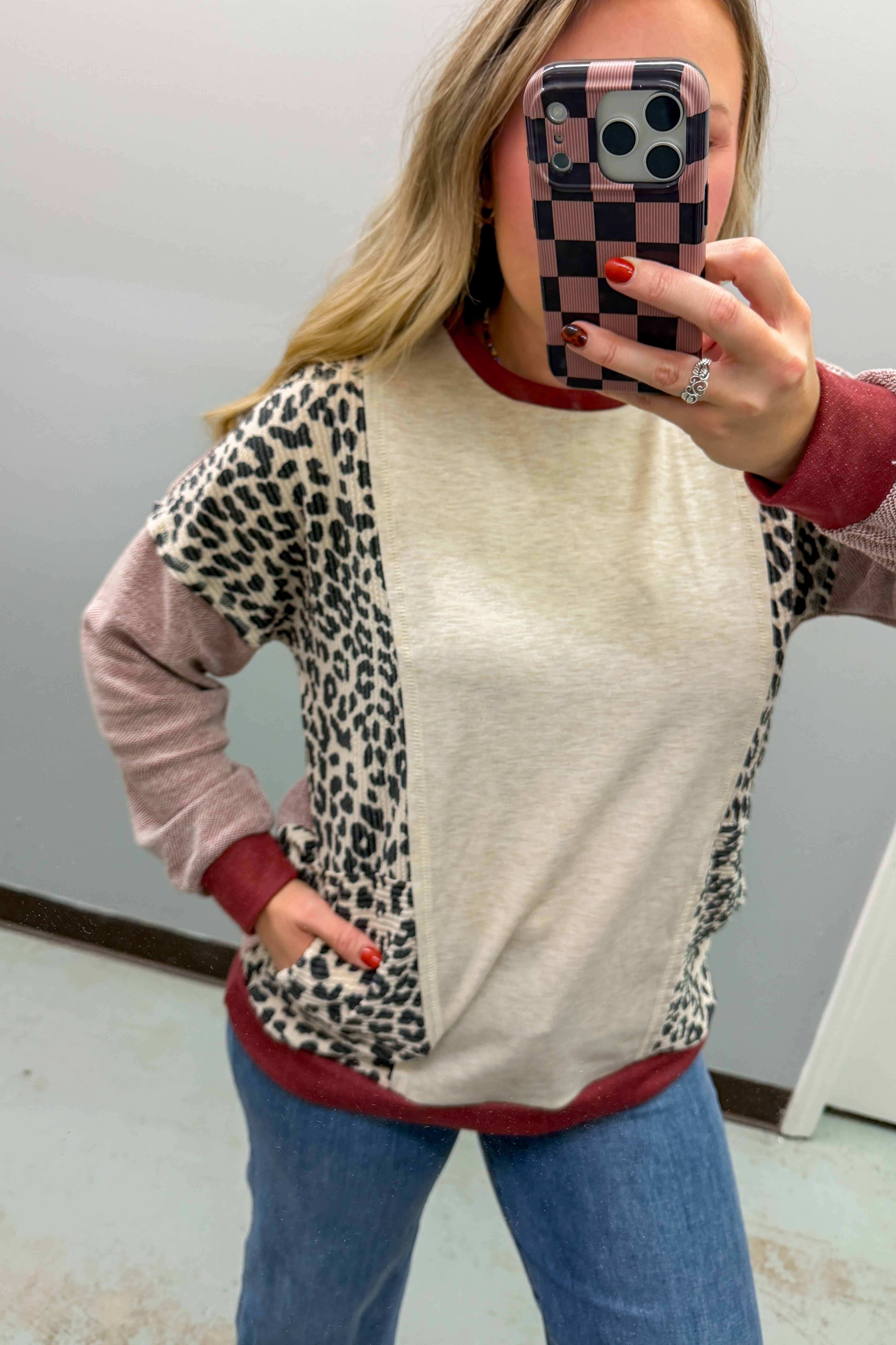 Leopard Love Color Block Top