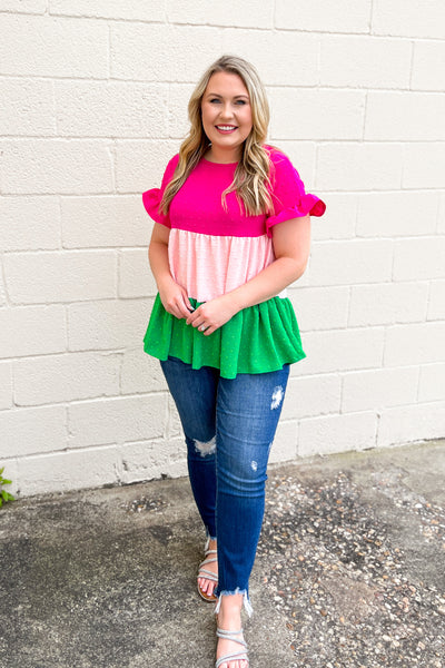 RESTOCK | Summertime Watermelon Color Block Top