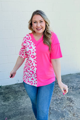 Two To Choose Leopard Color Block Top