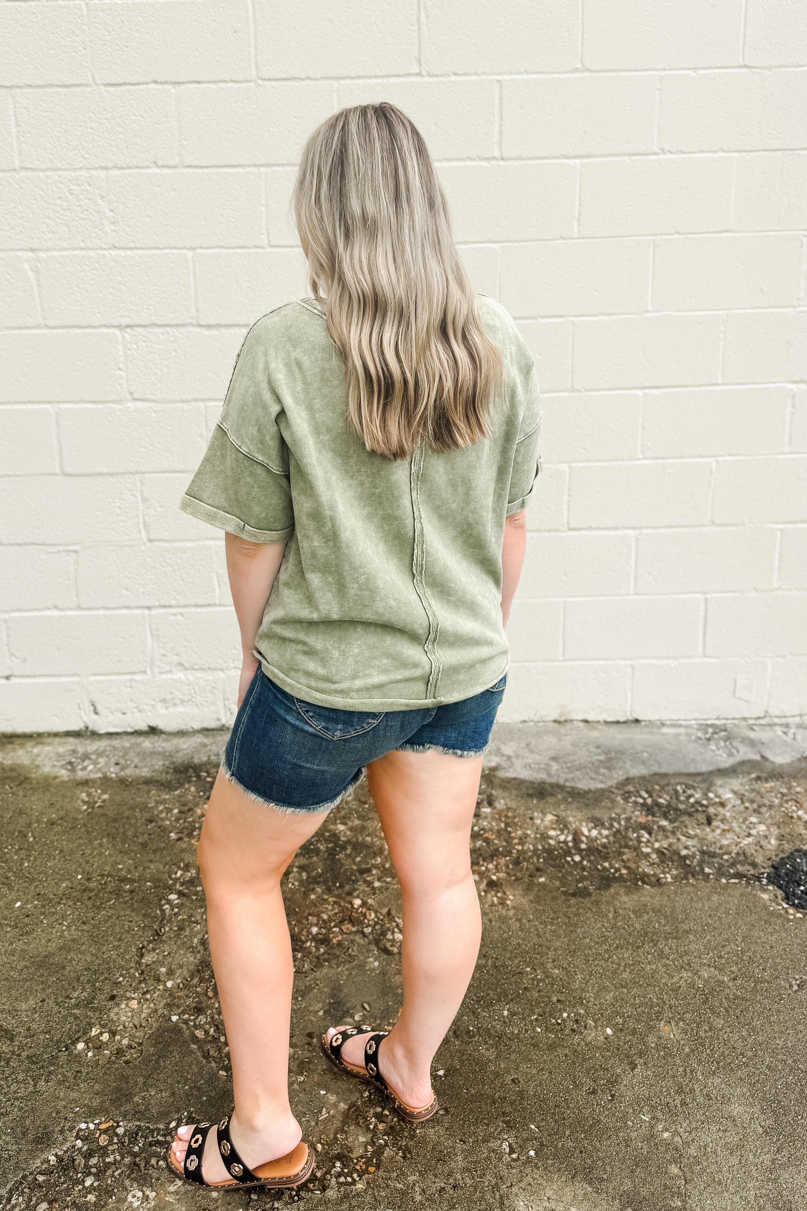 Cassidy Acid Acid Wash Tee, Light Olive