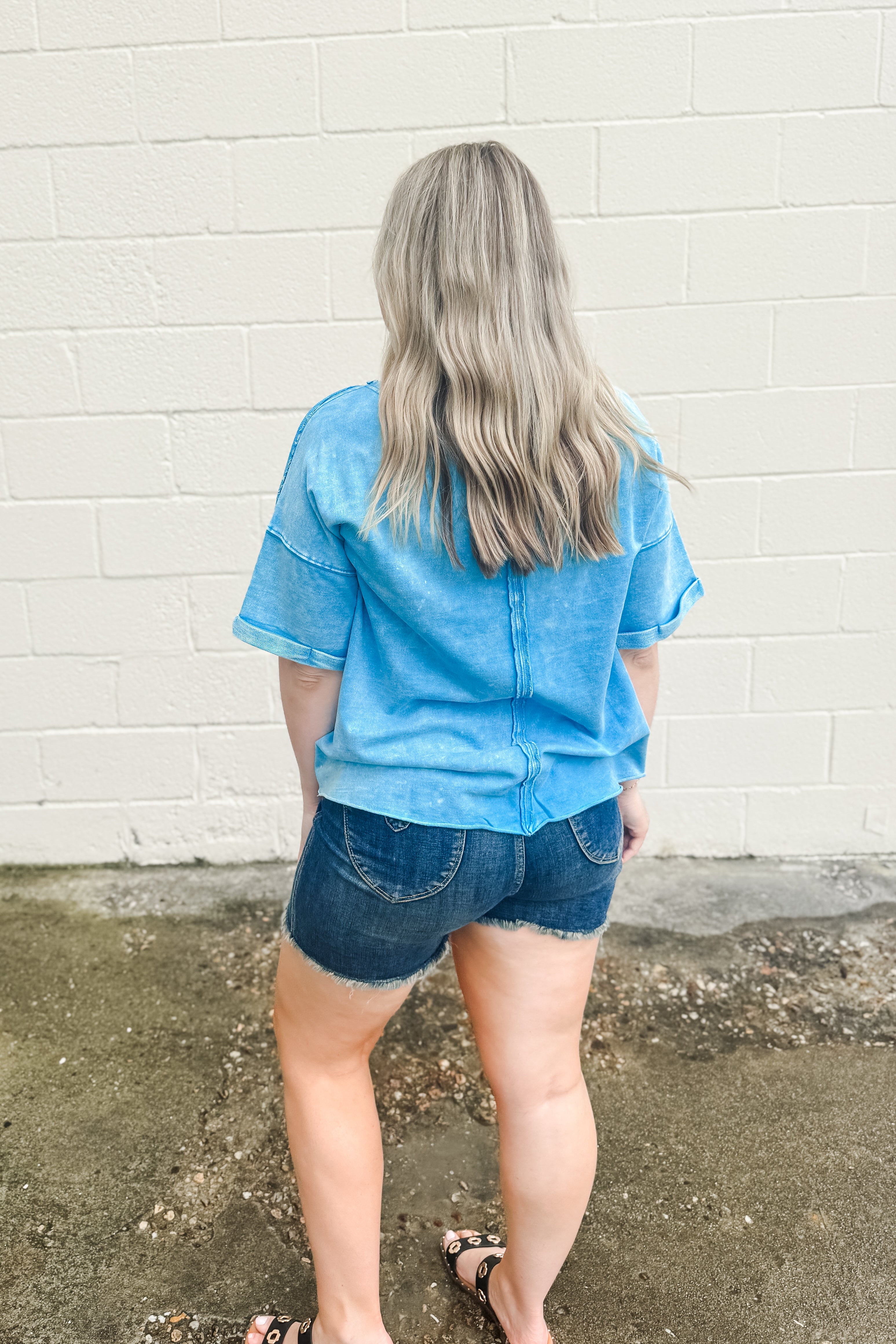 Cassidy Acid Acid Wash Tee, Deep Sky