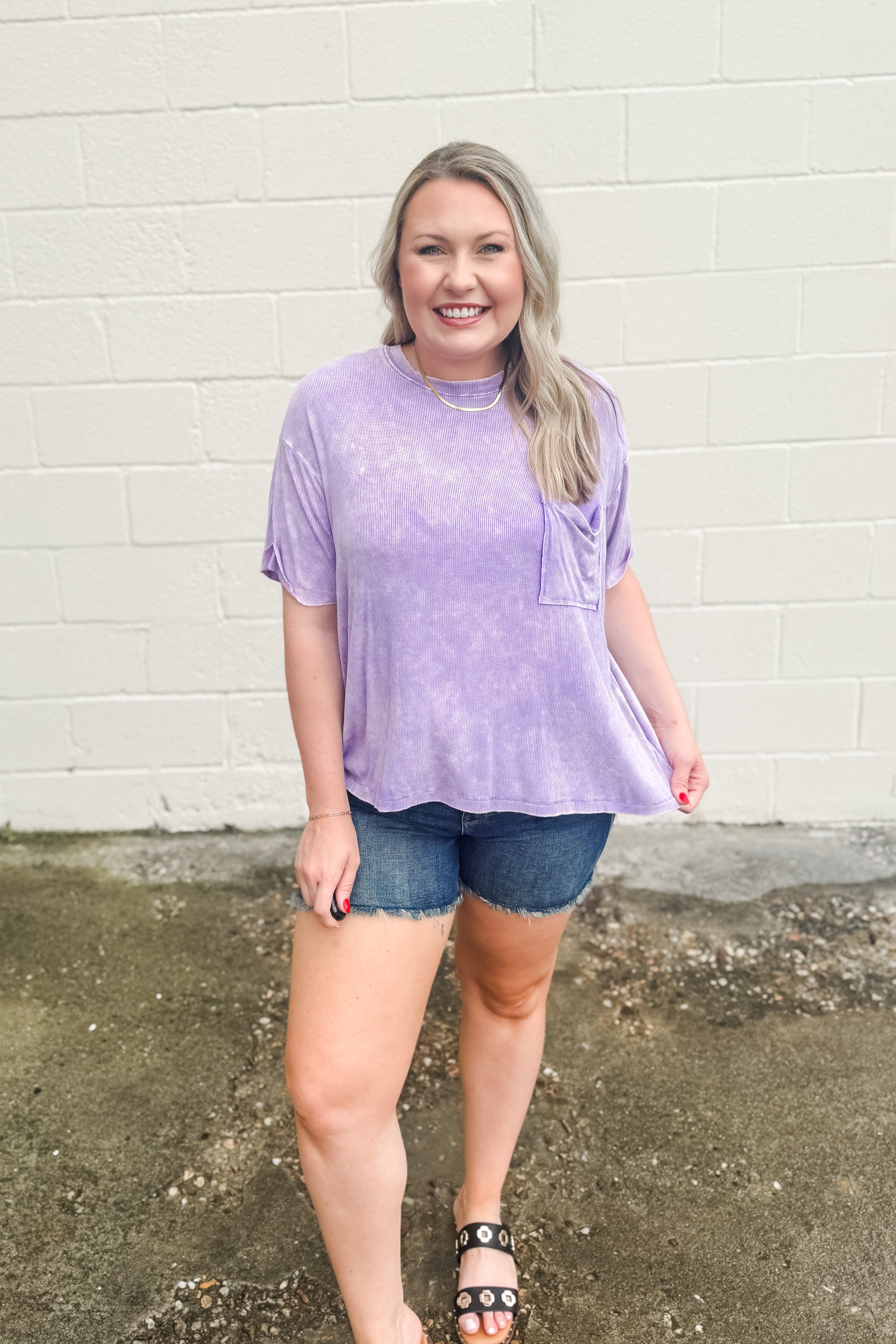 Where It Ends Ribbed Top, Lavender