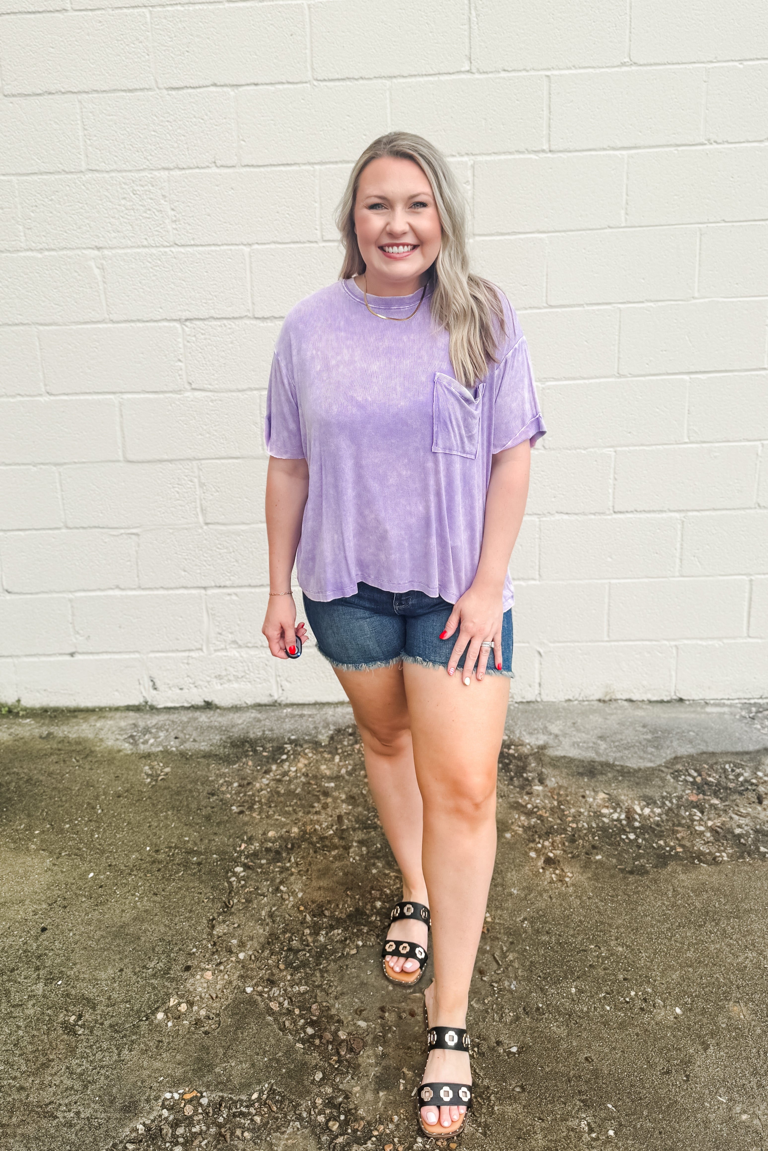 Where It Ends Ribbed Top, Lavender