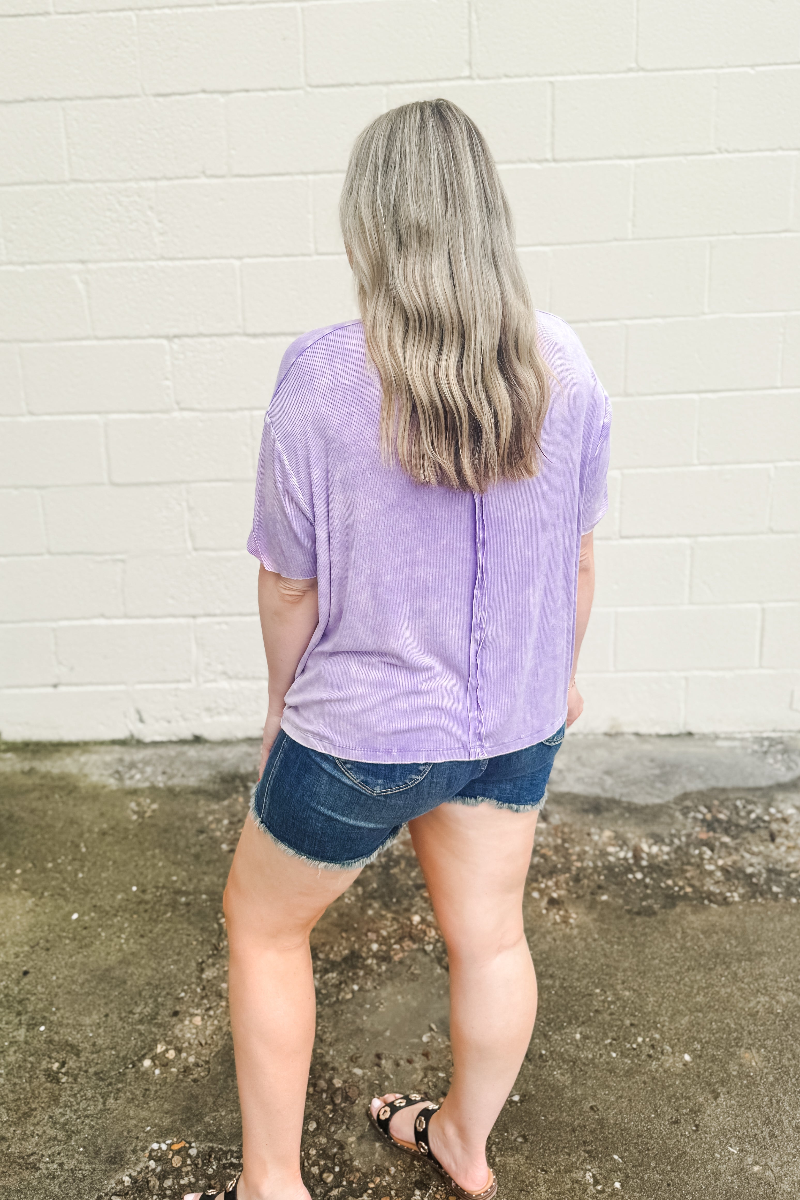 Where It Ends Ribbed Top, Lavender